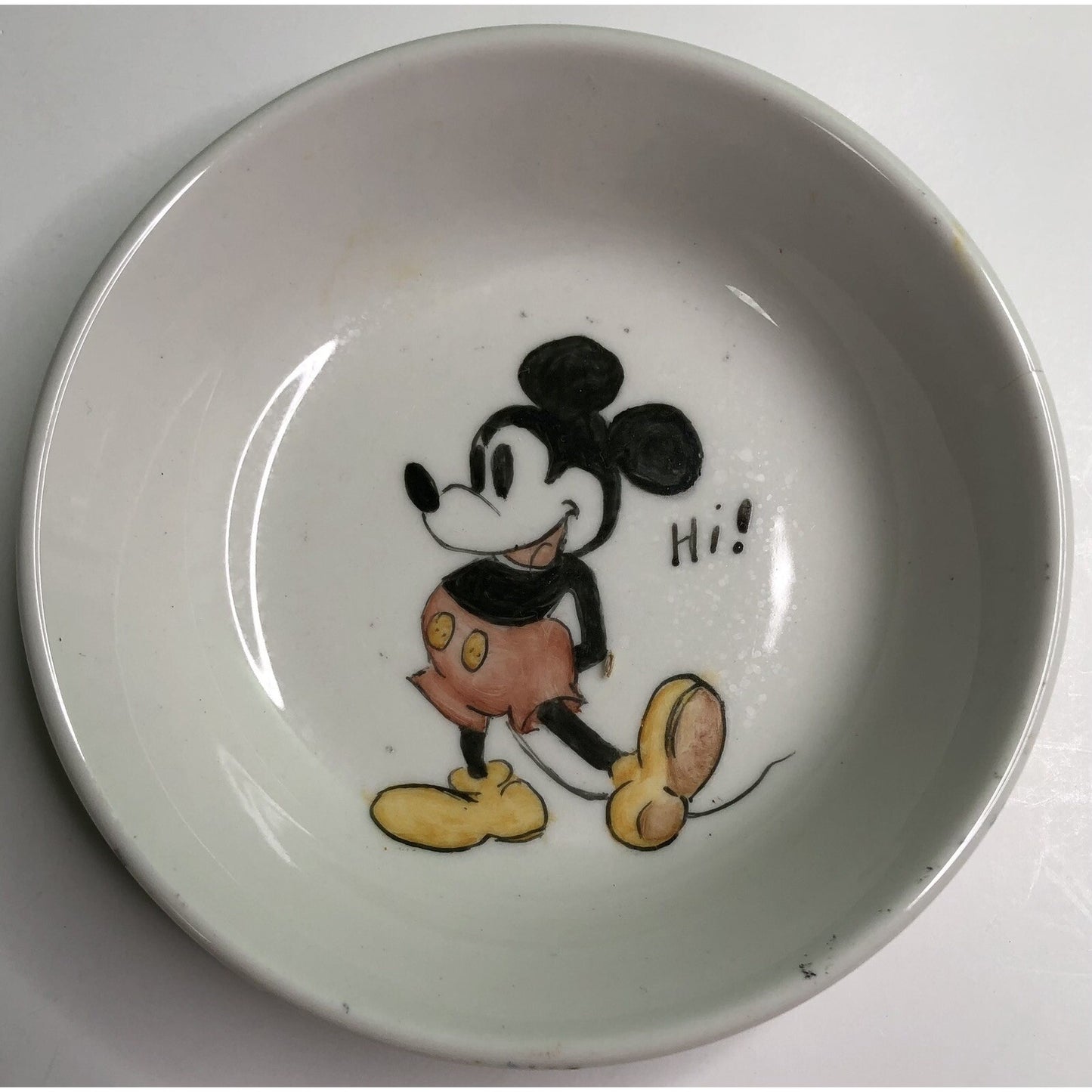 Vintage Homer Laughlin Best China 4.5” MICKEY MOUSE BOWL Hand Painted Signed