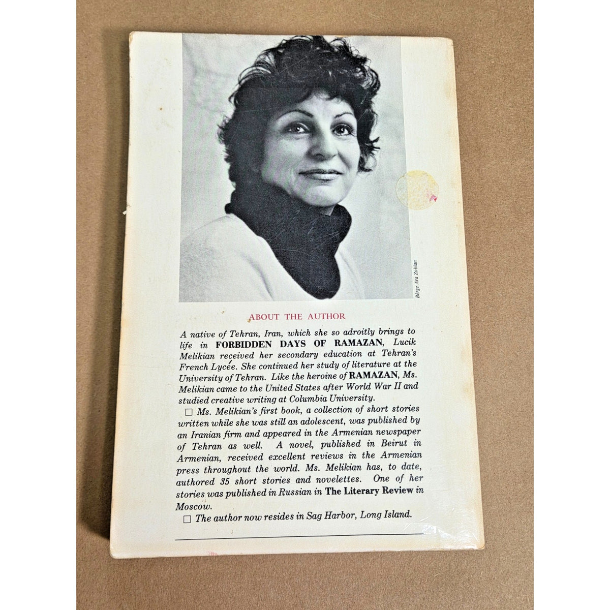 SIGNED 1978 Forbidden Days of Ramazan by Lucik Melikian Paperback Edition