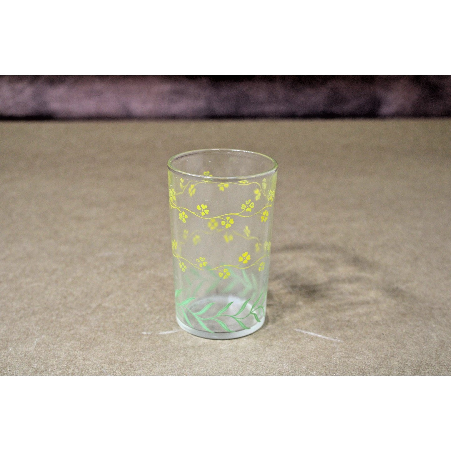 Vintage Juice Glass Swanky Swig Yellow Flowers 3.75"H