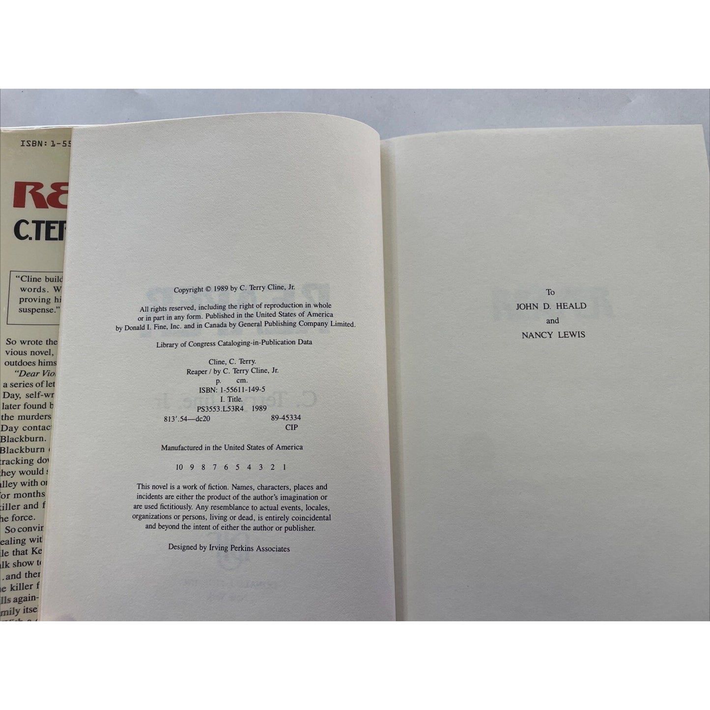 Reaper by C. Terry Cline Jr. (1989, Hardcover) - Signed By Author - 1st Edition