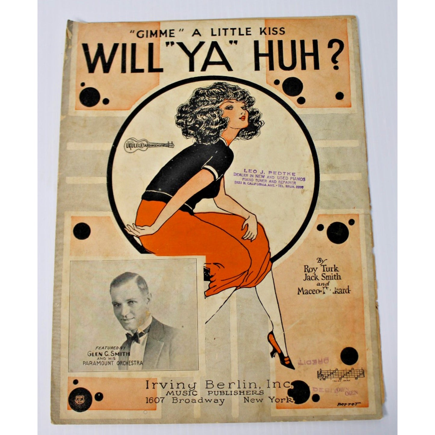 Rare 1926 Vintage Sheet Music- Irving Berlin- Gimme A Little Kiss Will Ya Huh?
