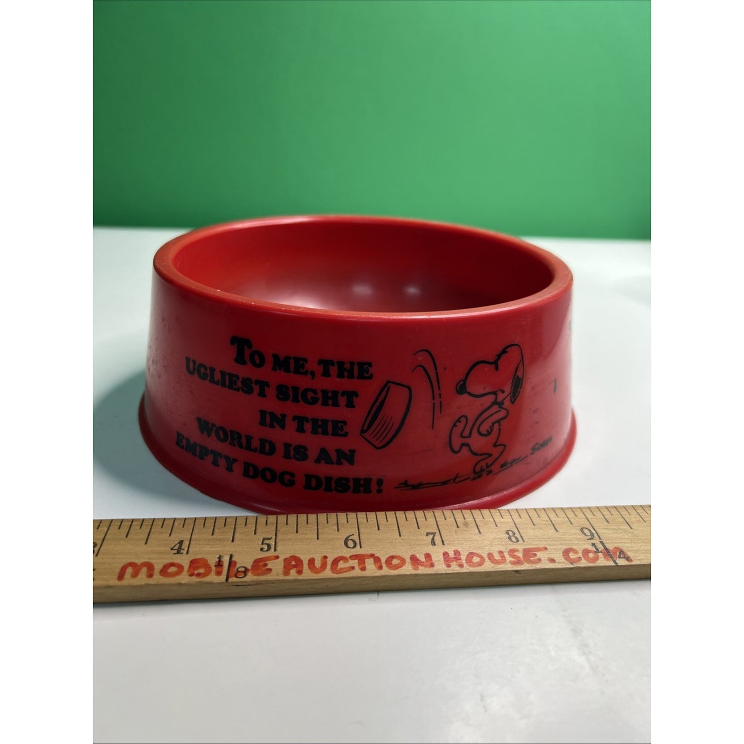 Vintage 1970's Peanuts Snoopy’s Suppertime Dog Dish Red UFS Charles Schulz
