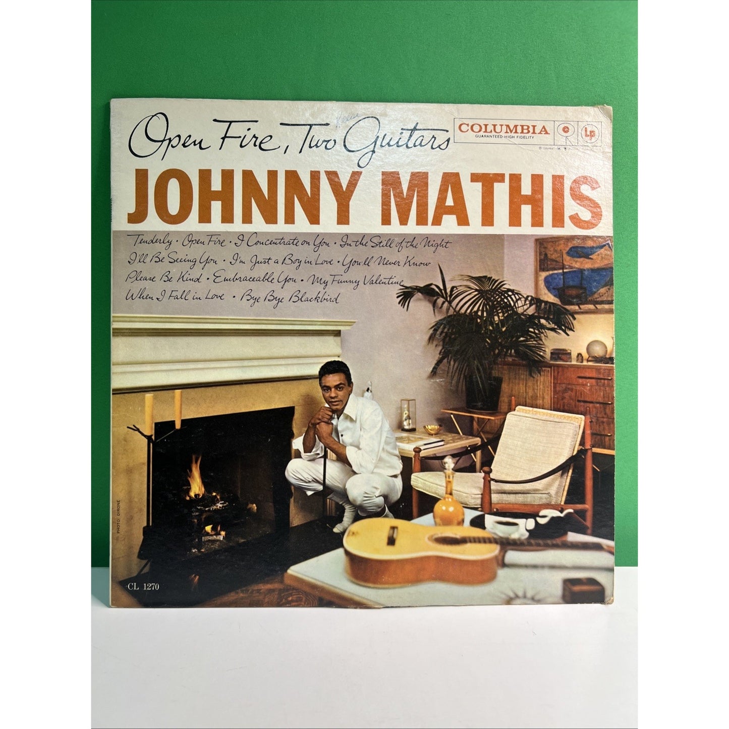 Vintage Johnny Mathis LP Open Fire Two Guitars Columbia CL 1270 Jazz Pop 1959