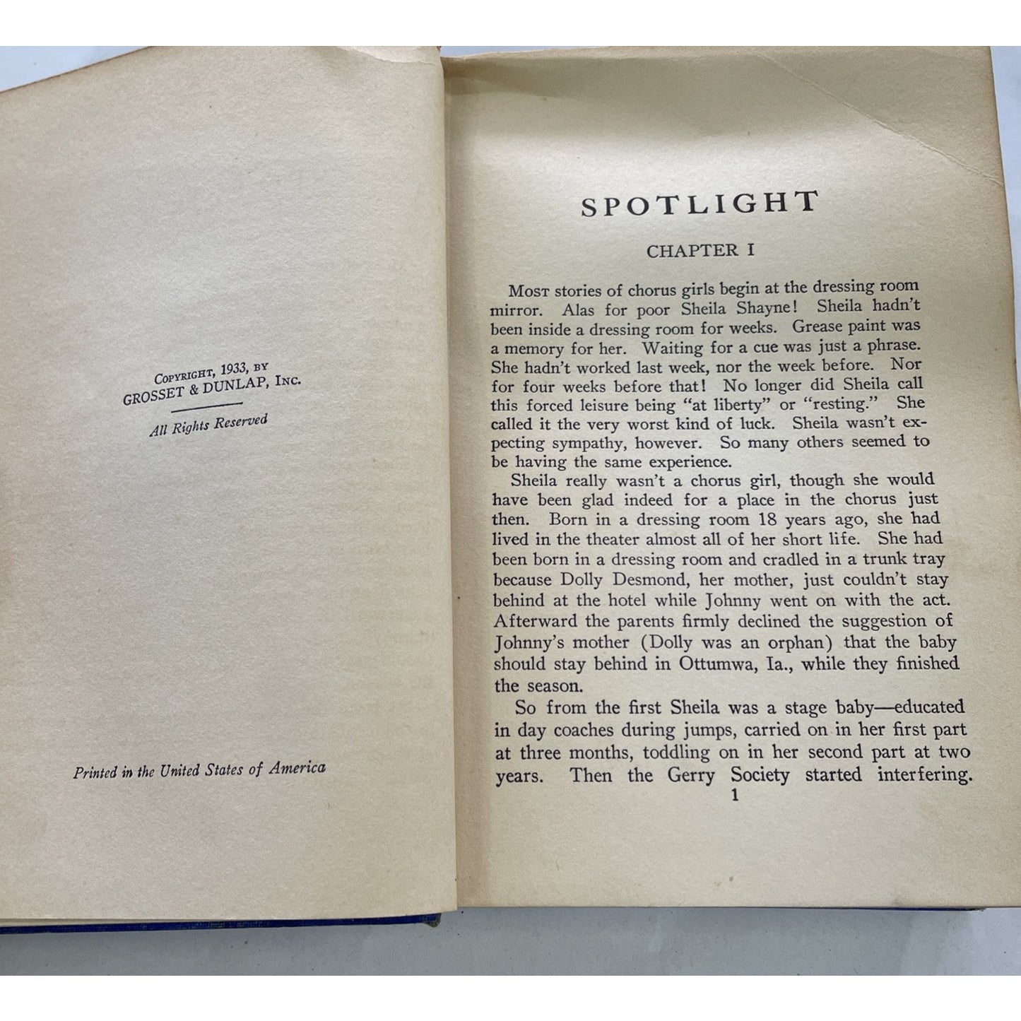 Spotlight By H.W. Corley 1933 Hardcover Spine Damage