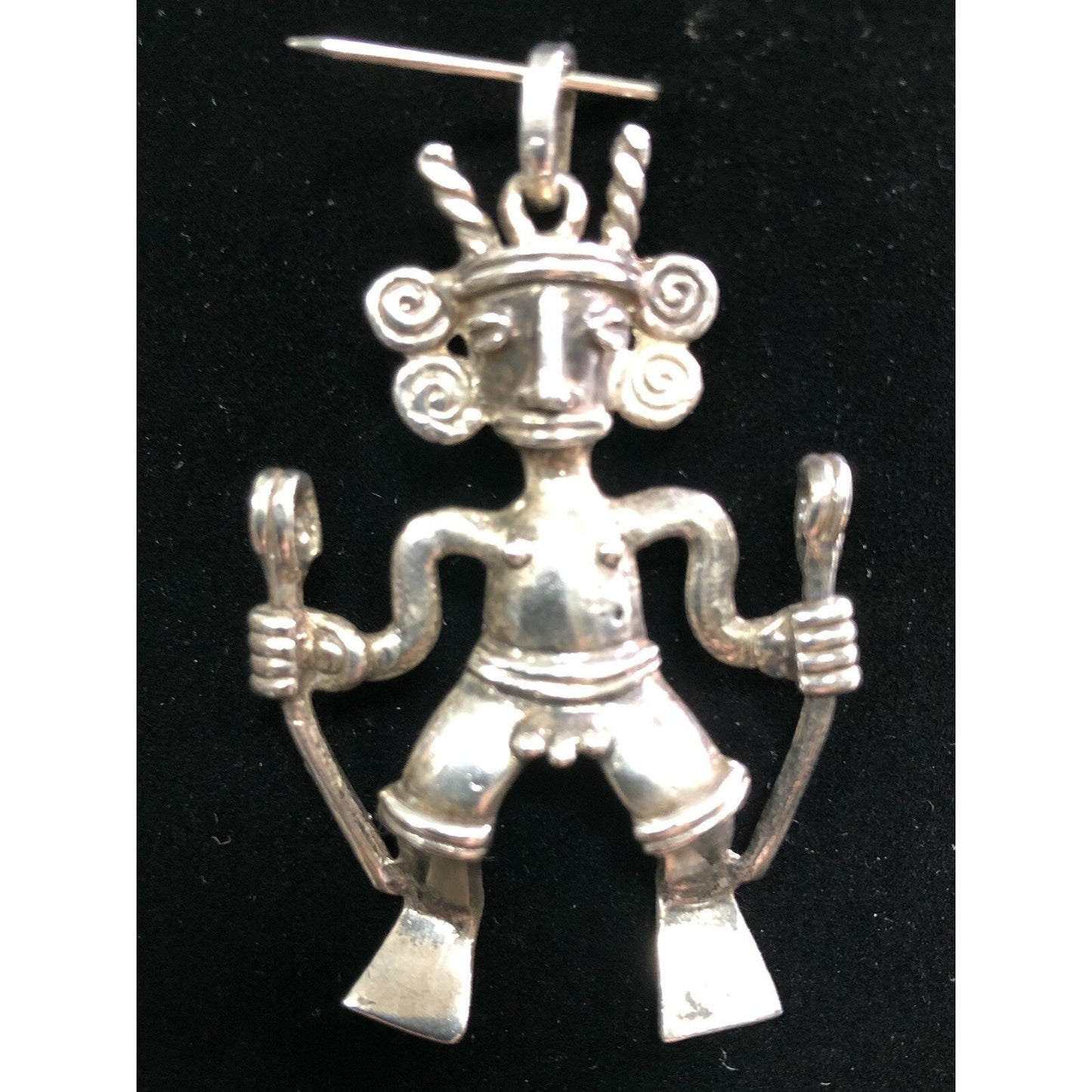 Vintage Sterling Silver Tribal Pendant Mayan Fertility Kachina