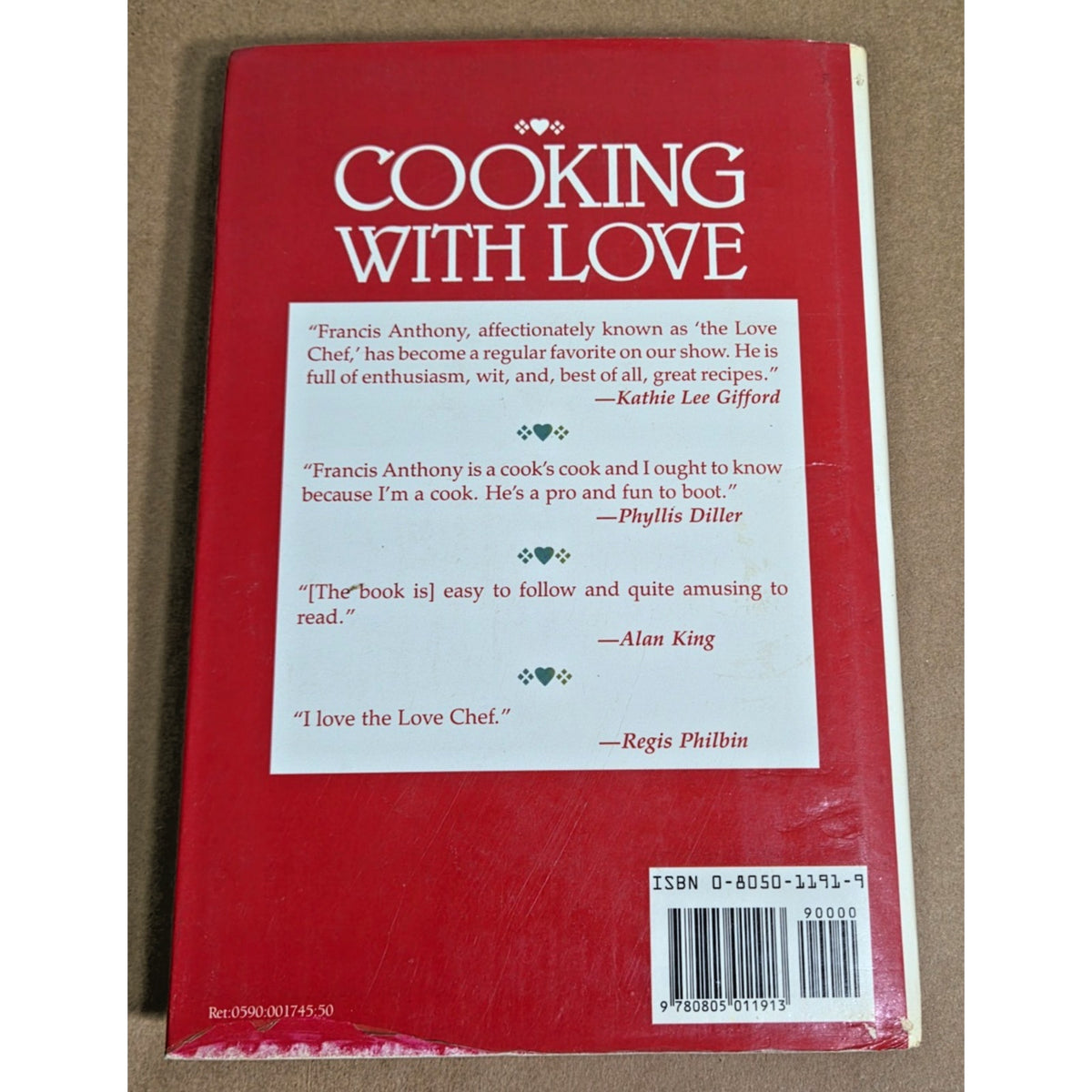 Rare 1990 First Edition Cooking With Love Cookbook by The Love Chef HC DJ