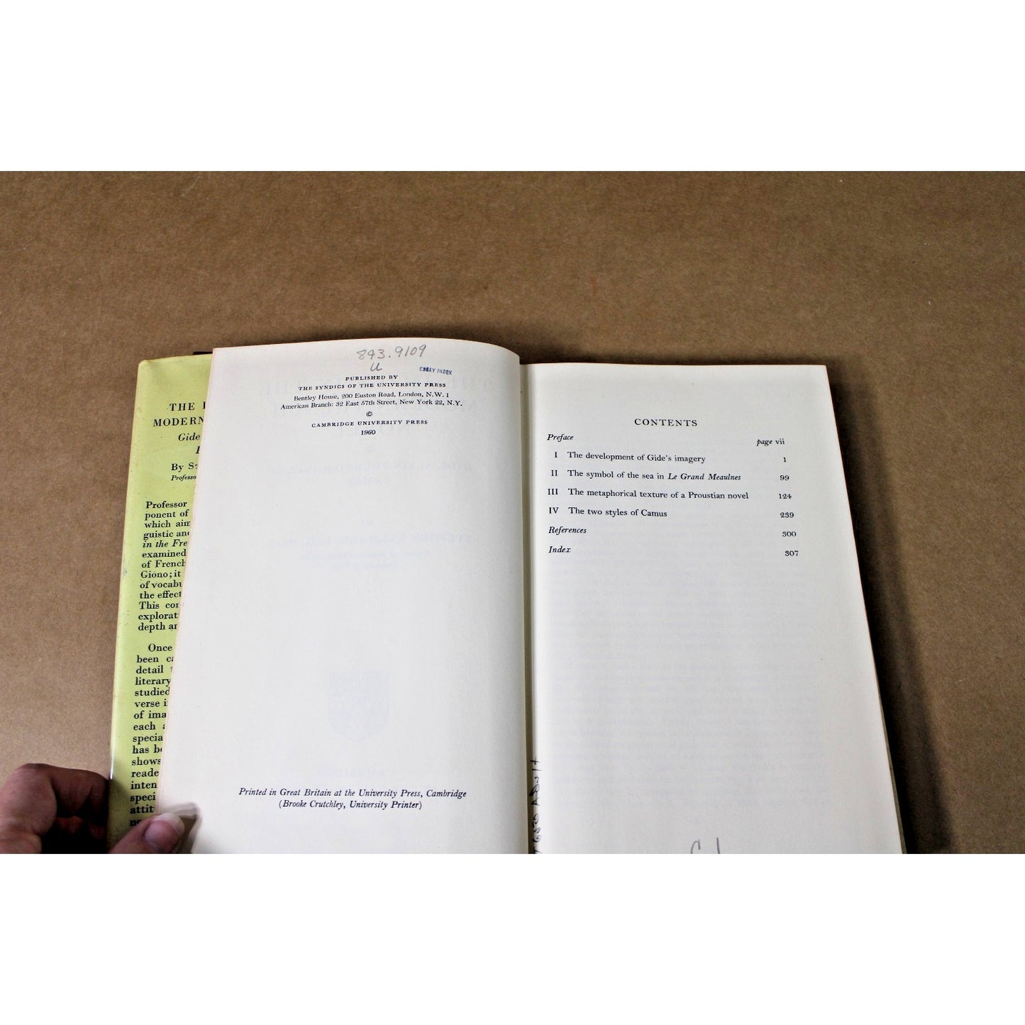 The Image in the Modern French Novel by Prof. Stephen Ullman, 1960