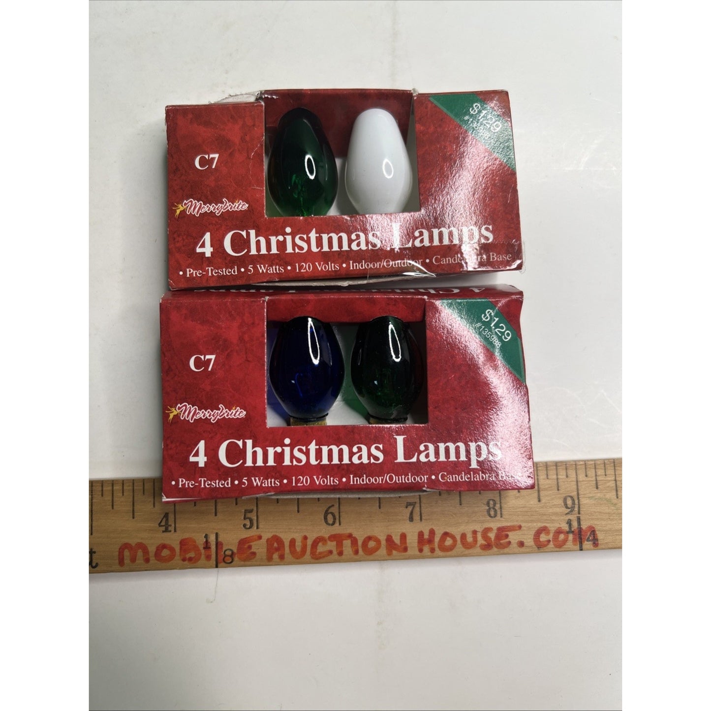 Vtg Lot Of 2 Pkgs (7 Bulbs) Christmas Lights Indoor/Outdoor Tested Works C7