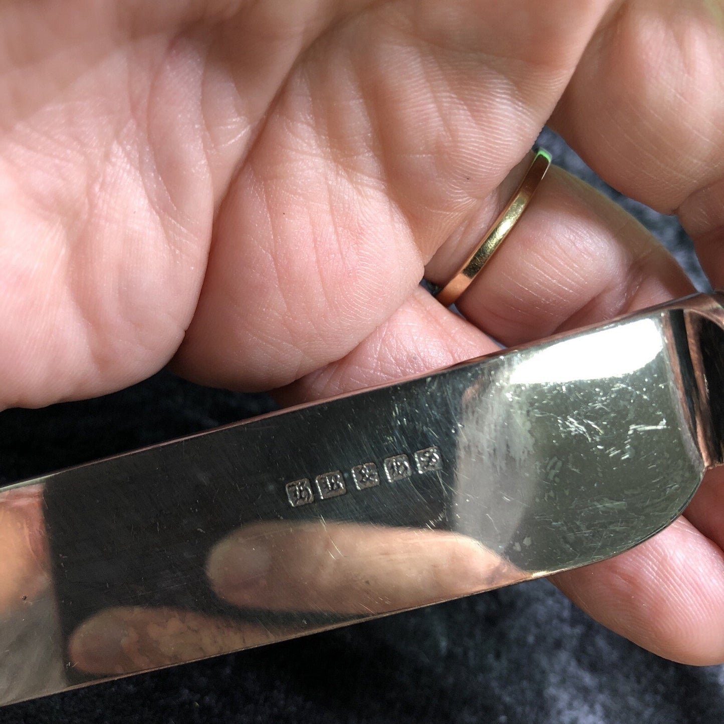 Vintage Dessert Knife with Mother of Pearl Handle Hallmarked 10” Long (B)