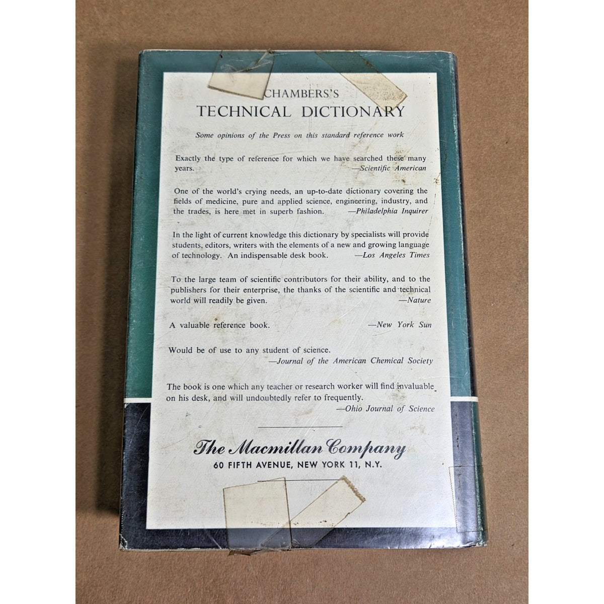 Vintage 1962 Chambers's Technical Dictionary - Eglin Air Force Base Library Copy