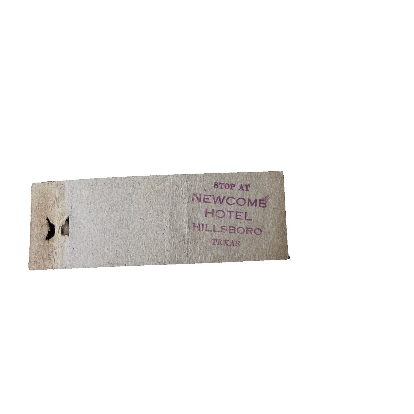 Vintage MidCentury Matchbook MKT Katy Lines Southwest Newcomb Hotel Hillsboro TX