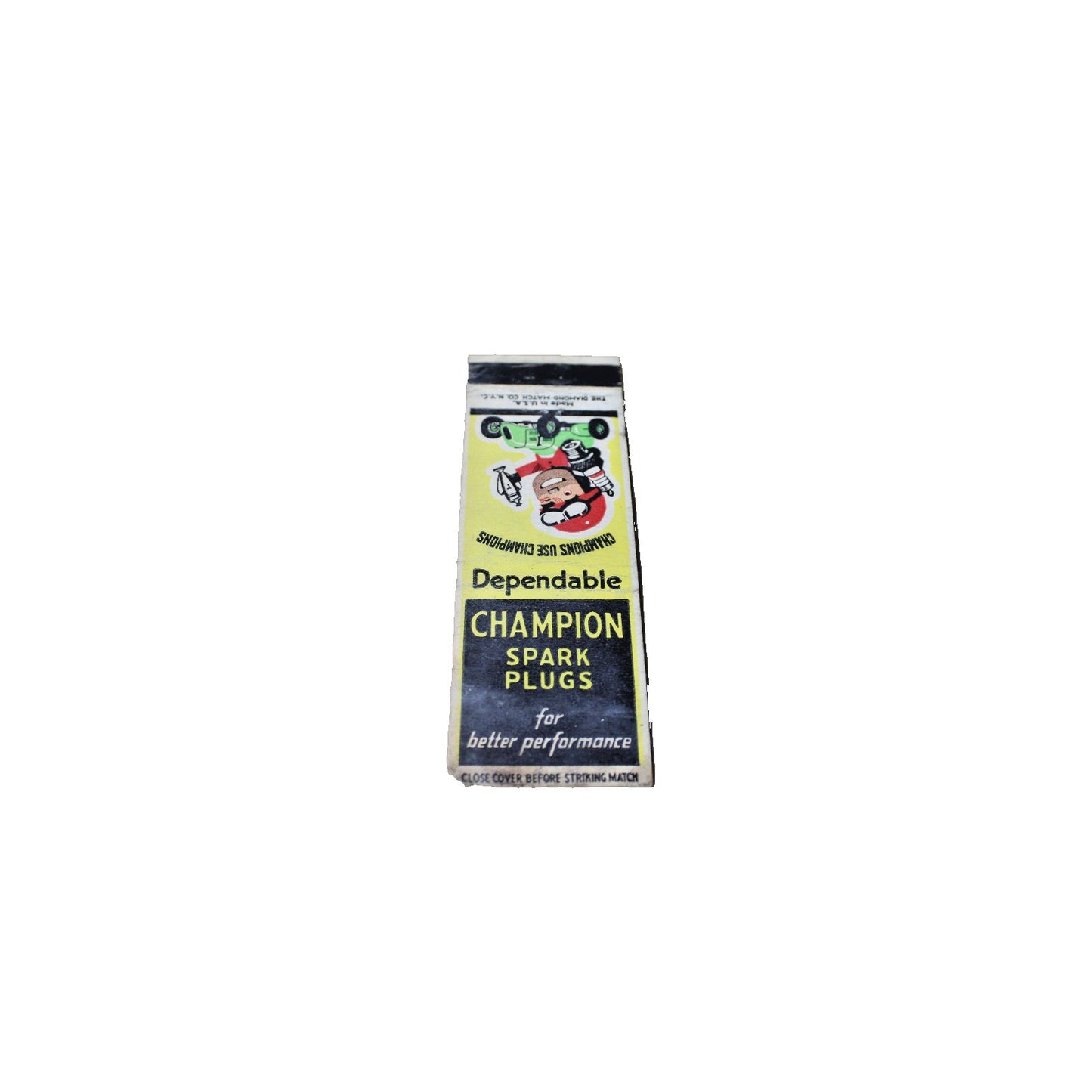 Vintage Mid Century Advertising Matchbook Cover, Champion Spark Plugs