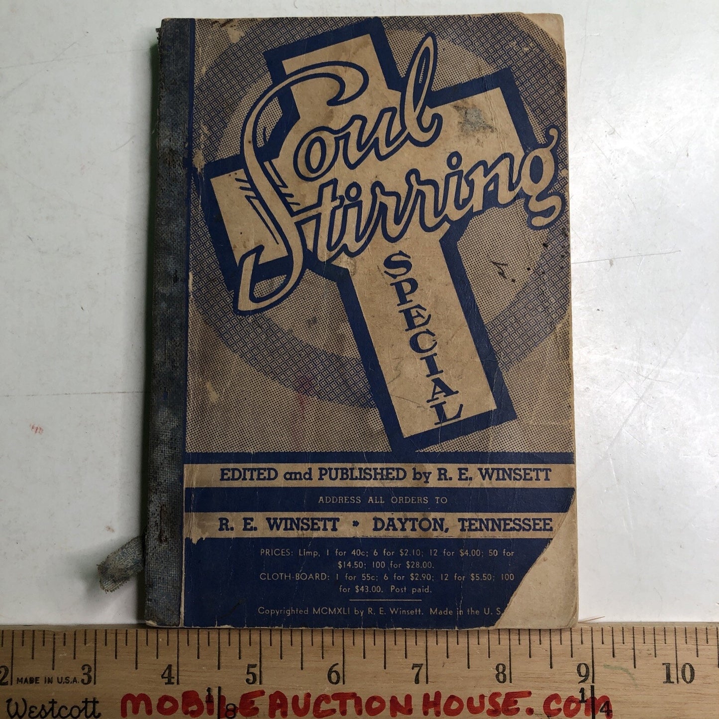 1941 Gospel Hymnal R E Winsett Soul Stirring Special Tennessee Songbook Music
