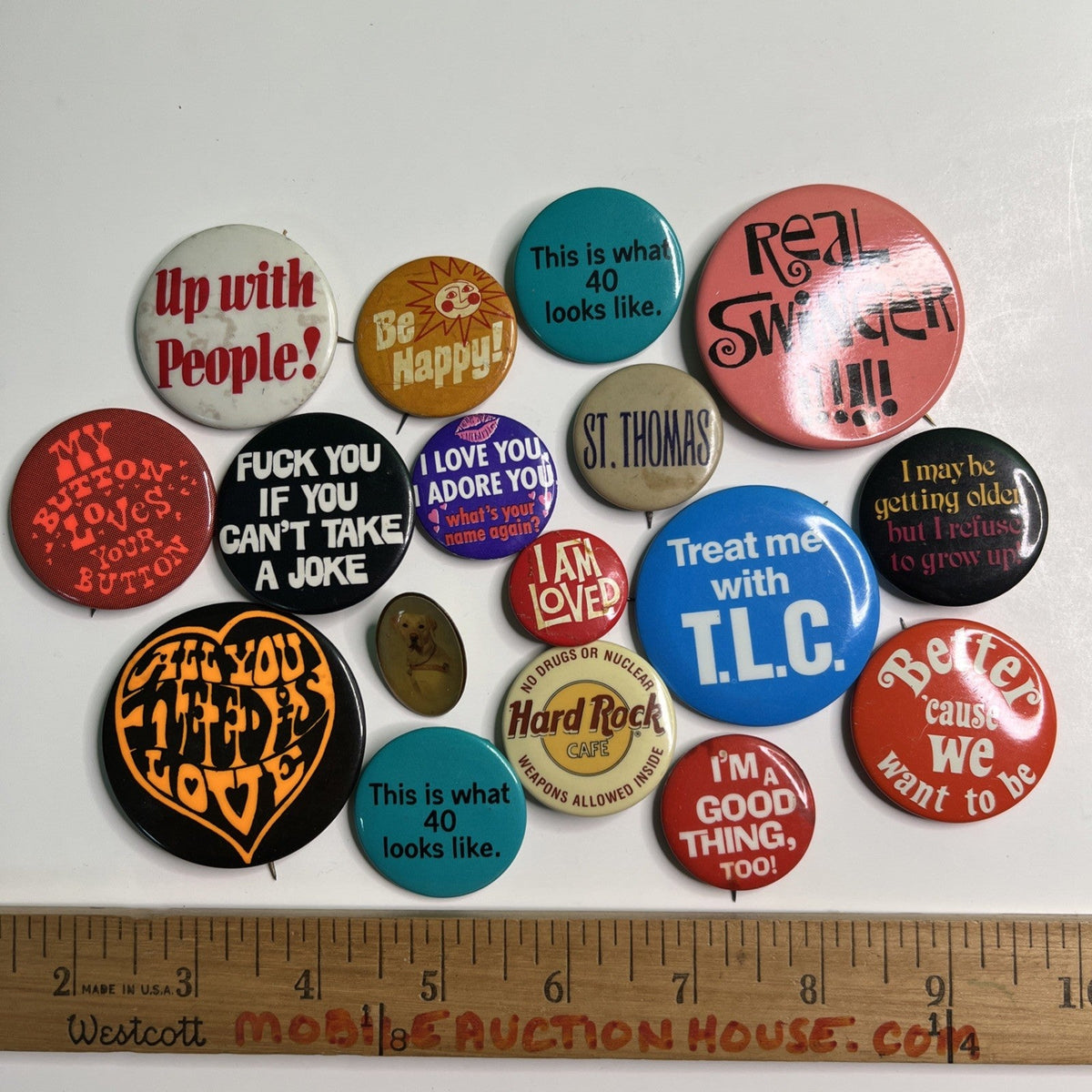 Lot of 16 Vintage Buttons Sexy Sassy Funny Flirty Pinback Various Sizes