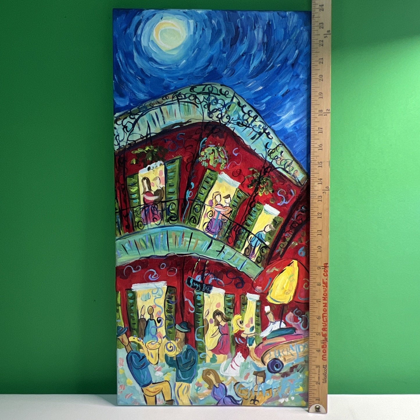 Mobile Alabama Artist Ginger Woechan Original Canvas Street Art “Red On Royal”