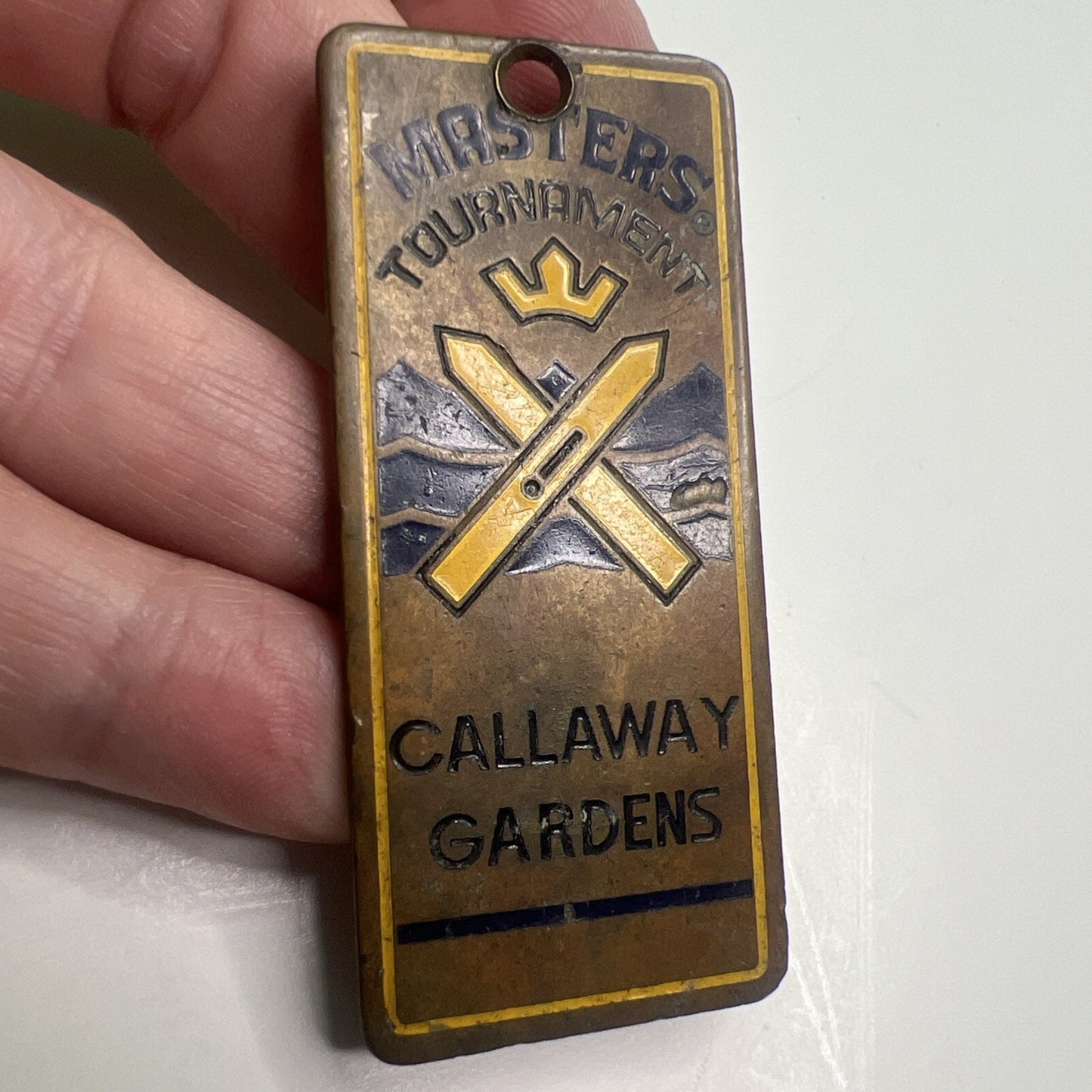 Vintage Masters Water Ski Tournament Brass Enamel Tag Callaway Gardens