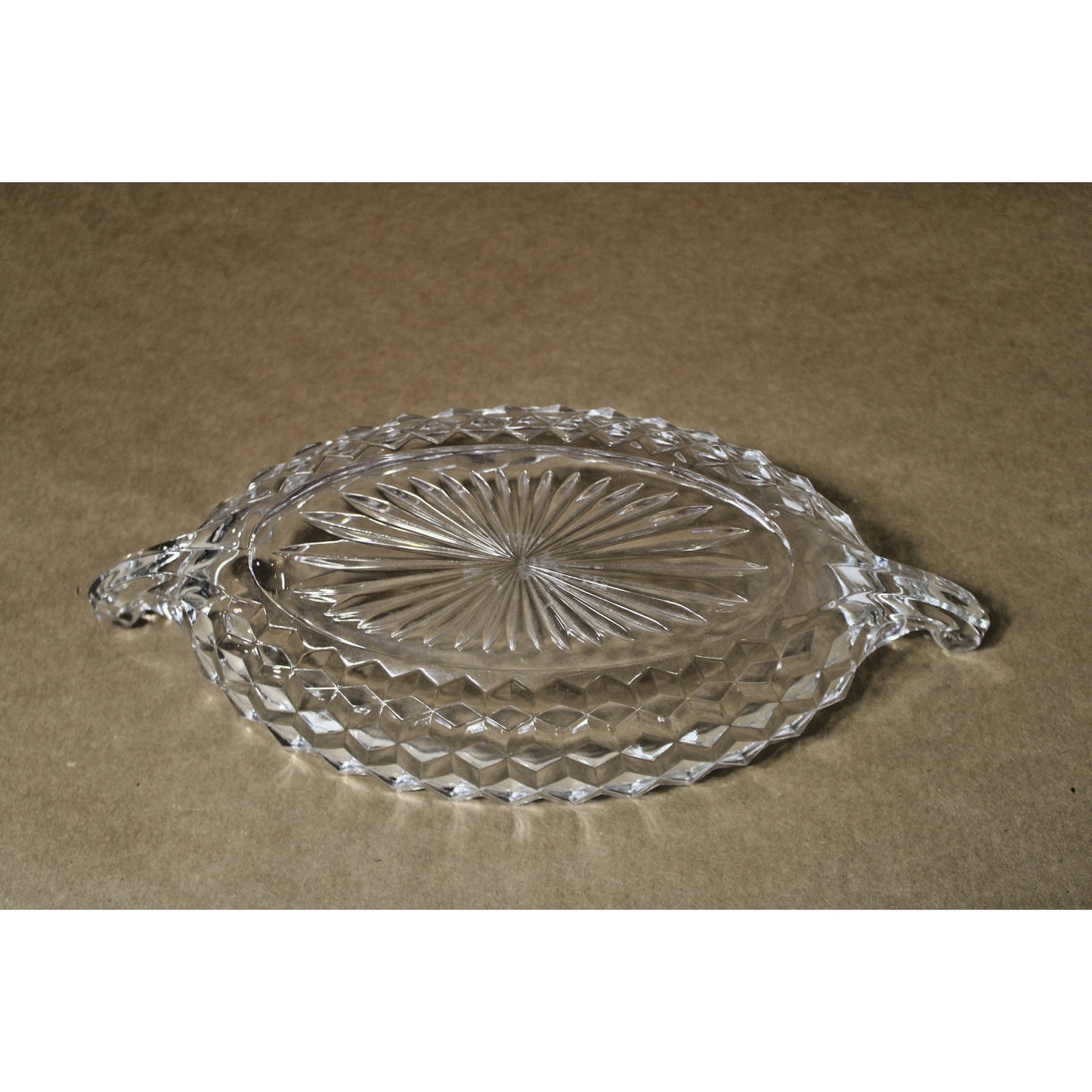 Vintage Fostoria American Elegant Glass Cubist Clear Large Veggie Tray 12"