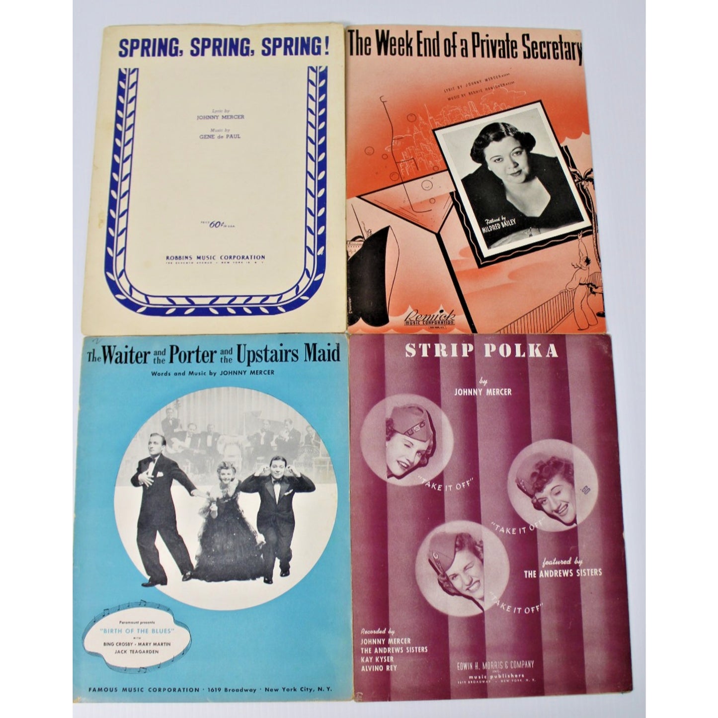 4 Pc. Vintage Sheet Music by Johnny Mercer, Bing Crosby, Andrews Sisters