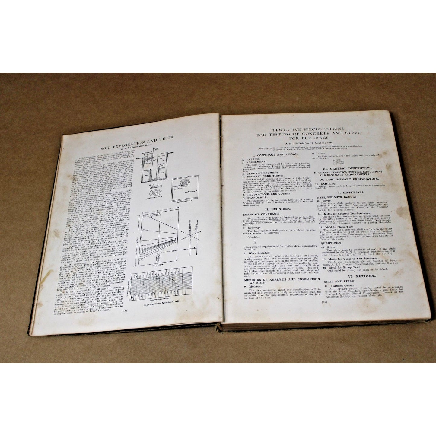 Antique 1923 Specification Record, American Specification Institute Book 1st Vol