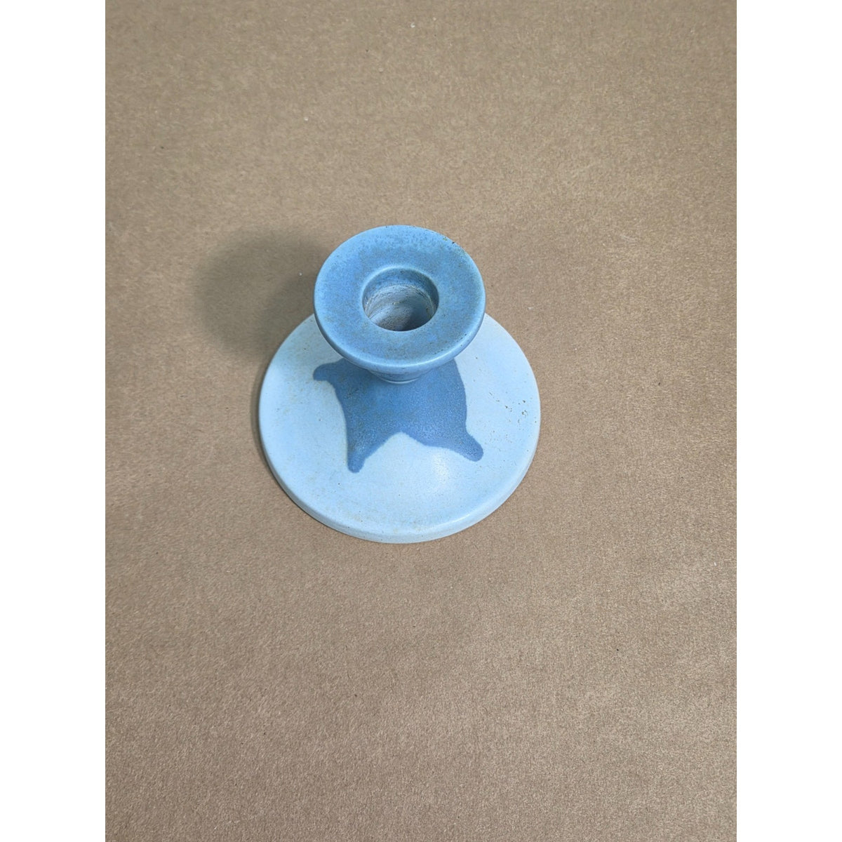 Vintage Pennsbury Pottery Blue Pedestal Candlestick Holder - MCM Folk Art