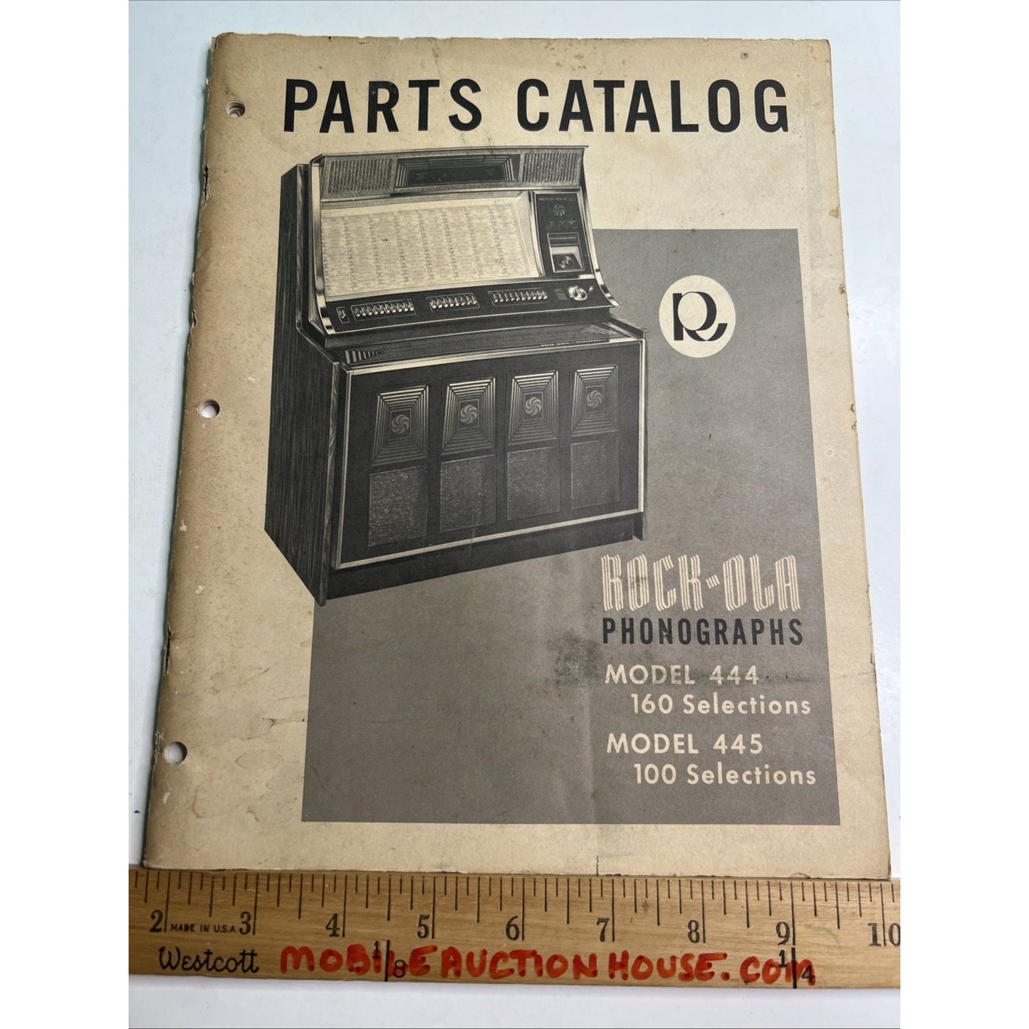 Original Rock-Ola Model 444 & 445 Jukebox Phonograph Parts Catalog Supplement