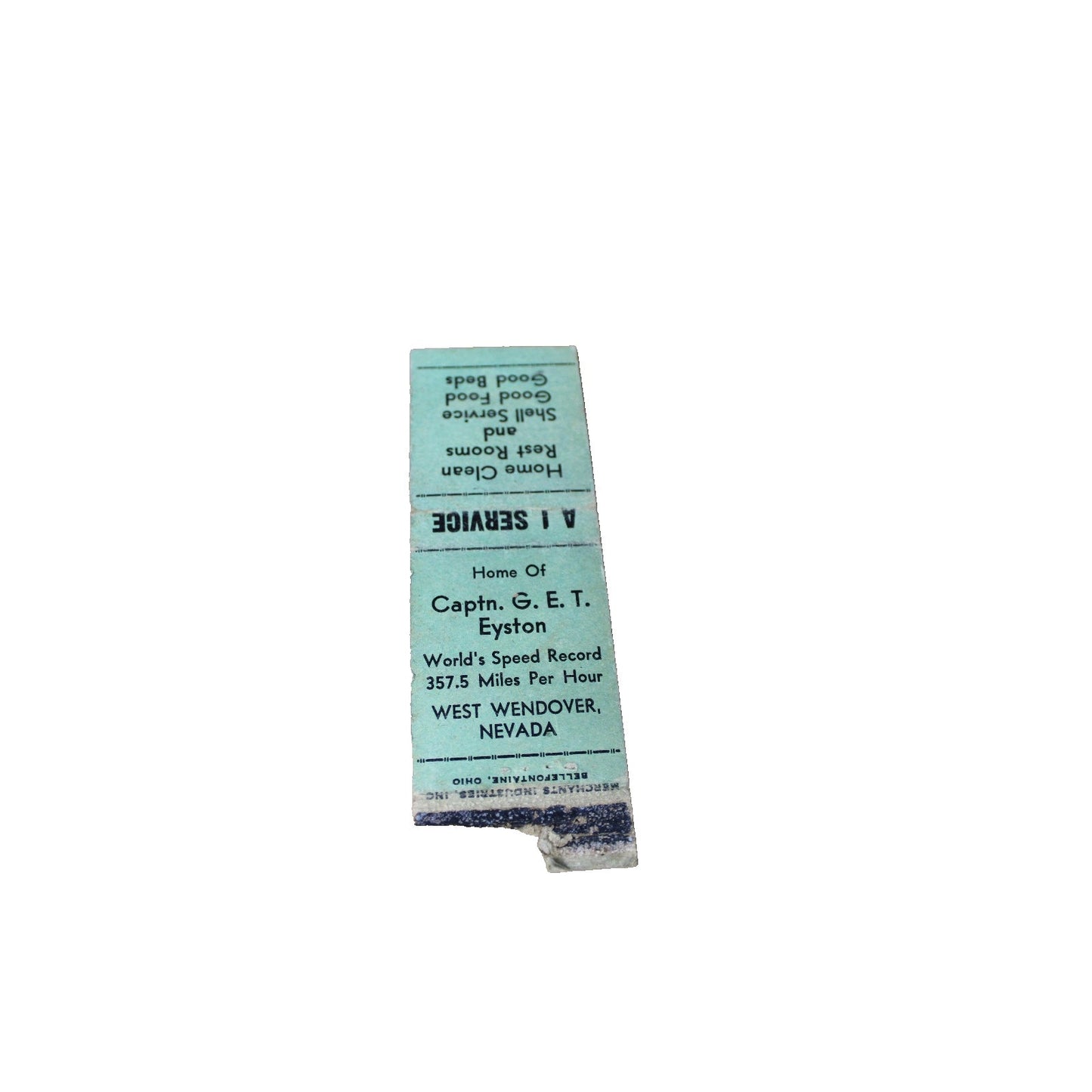 Vintage Mid Century Matchbook A I Service West Wendover Nevada
