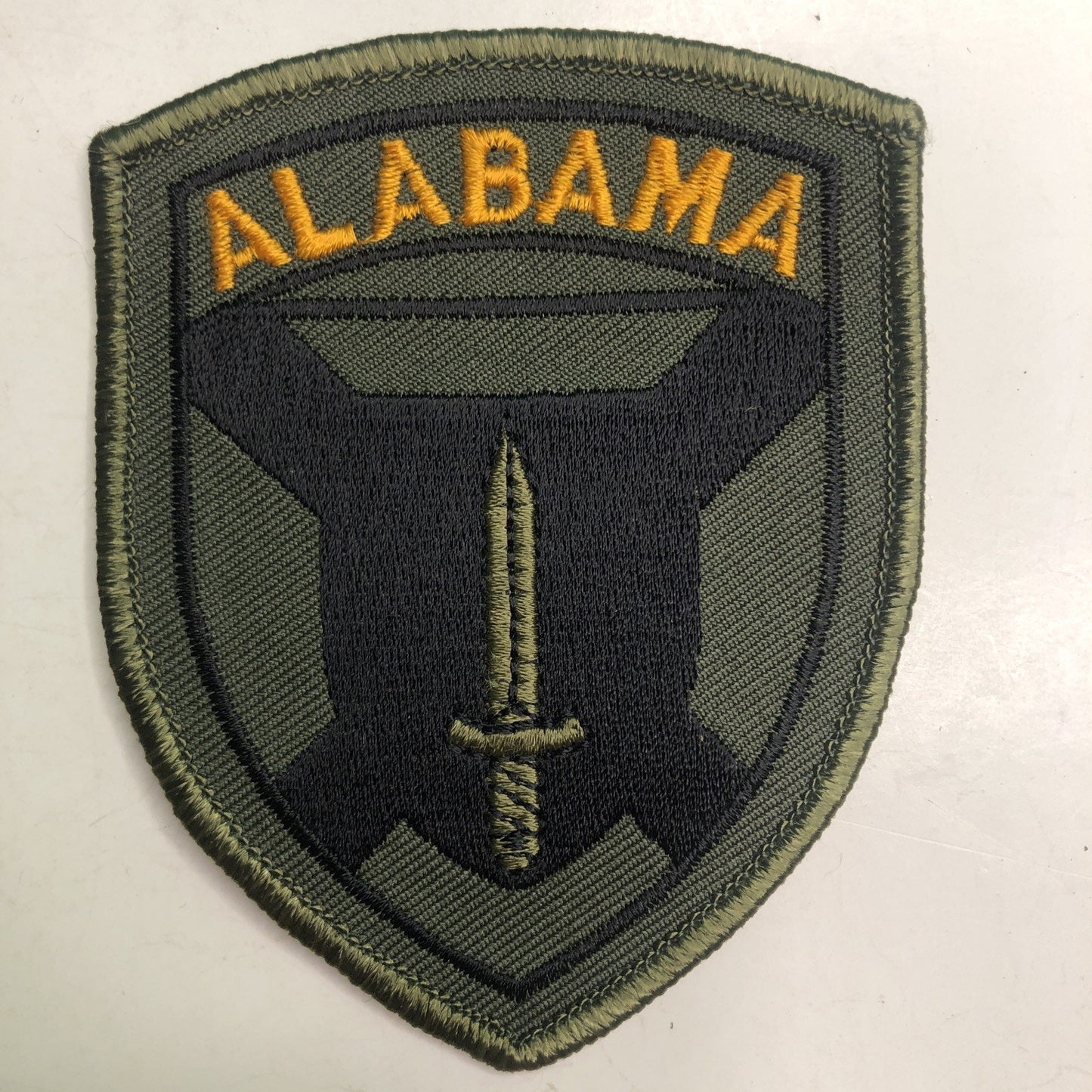 ARMY Emdroidered Patch, ALABAMA STATE GUARD Sword OD (Olive Drab) Green 3.5”