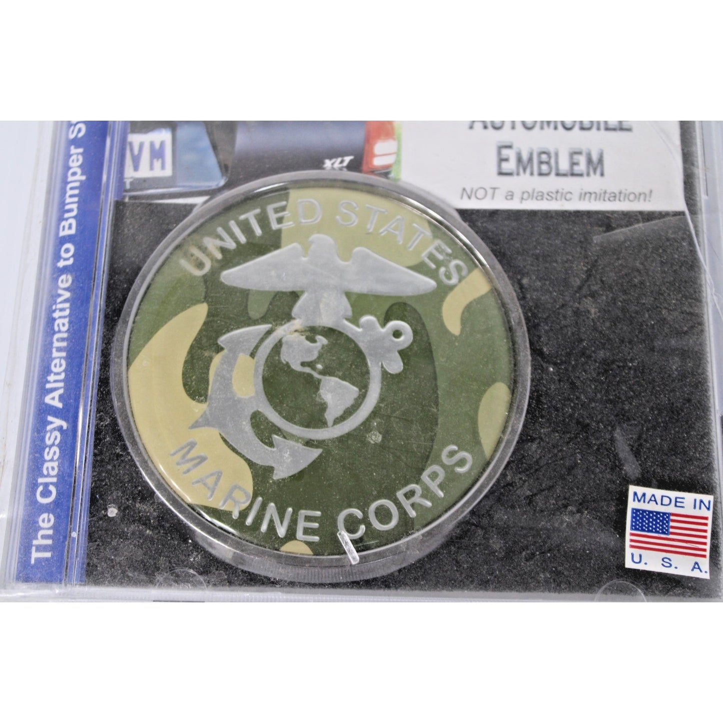 USMC -All Metal- United States Marine Corps Camo Seal Insignia Chrome Emblem NOS