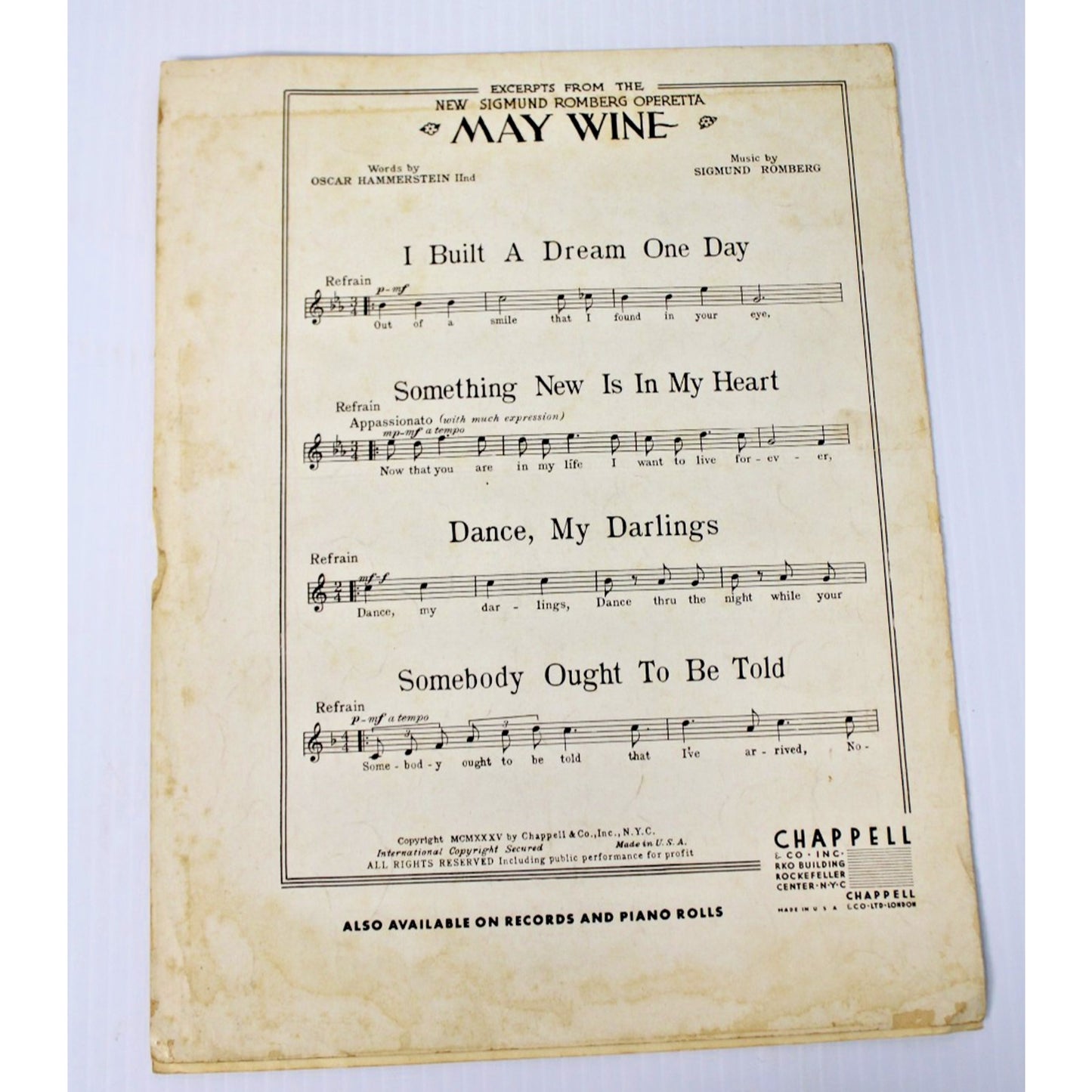 1944 Vintage Sheet Music: Close as Pages in a Book- Up In Central Park