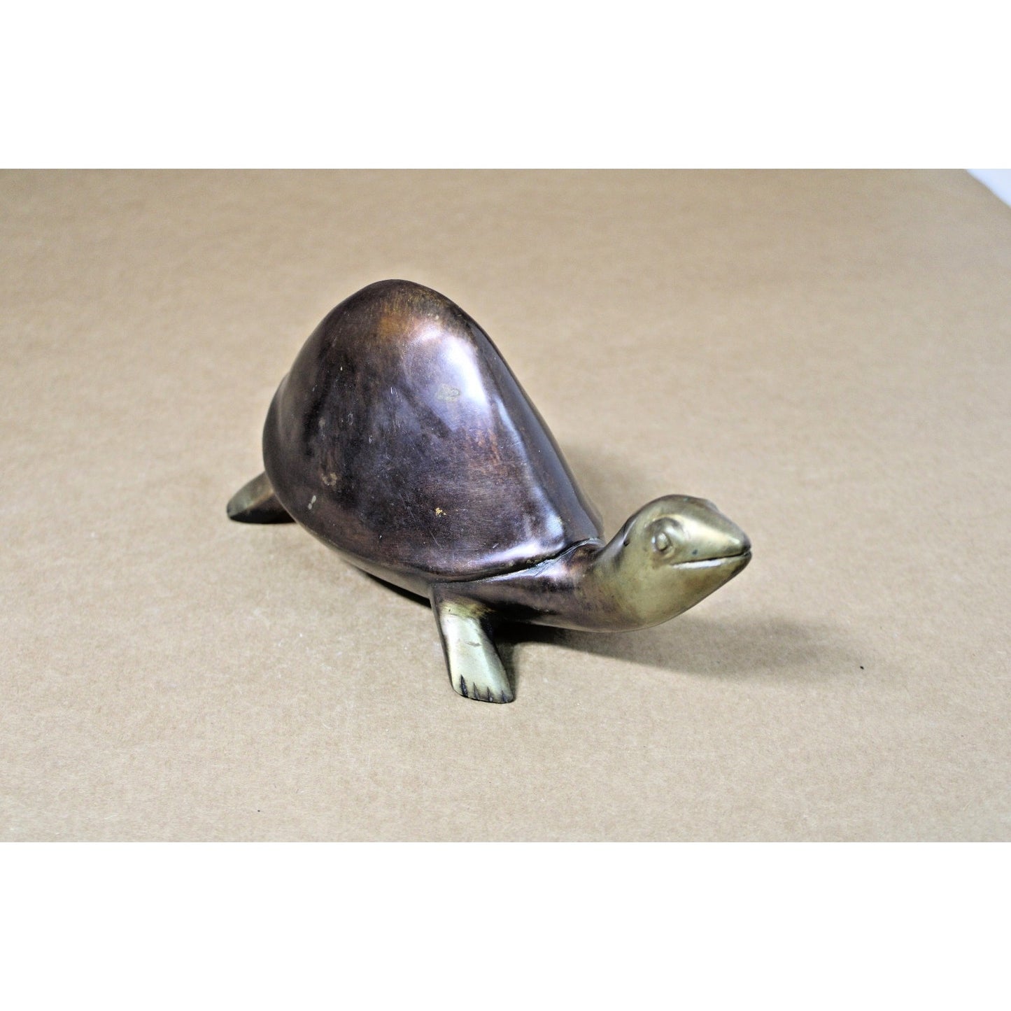 Vintage Brass/Bronze Turtle Tortoise 8.5 L x 3.5 H, Beautiful Patina, Over 2 lbs