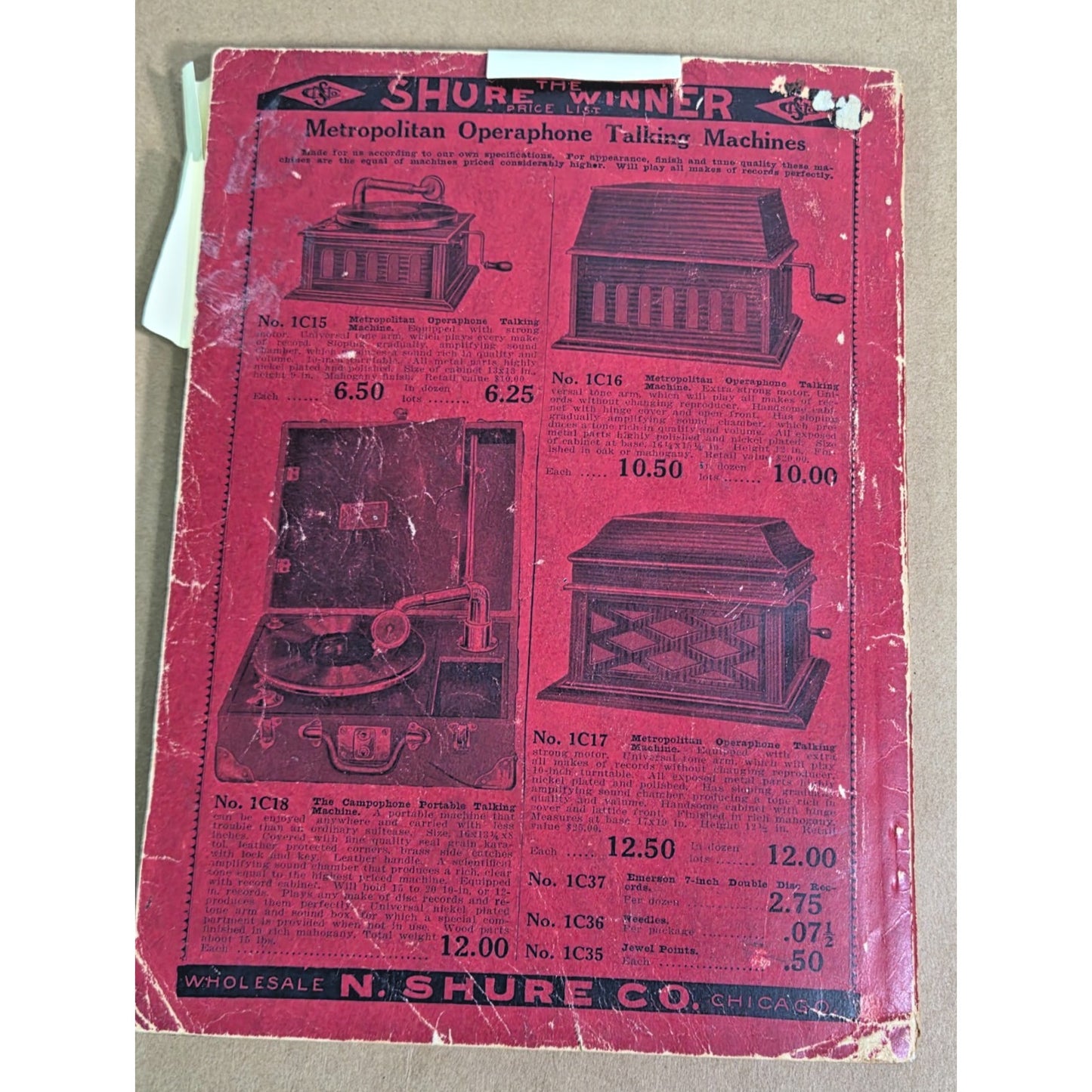 1919 N. Shure Co No. 82 Catalog "The Shure Winner" Vintage Chicago Wholesale