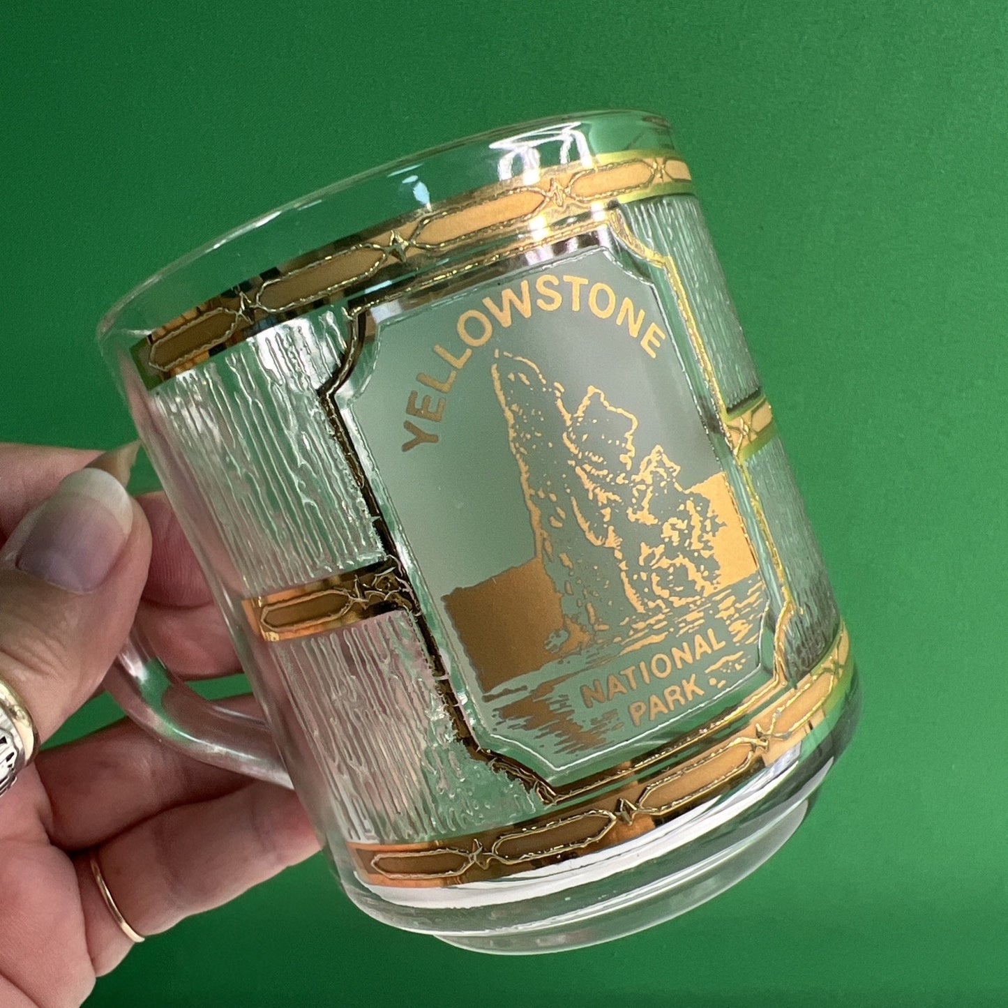 Vintage CULVER Yellowstone National Park Mug Cup Luminarc Brand Glass