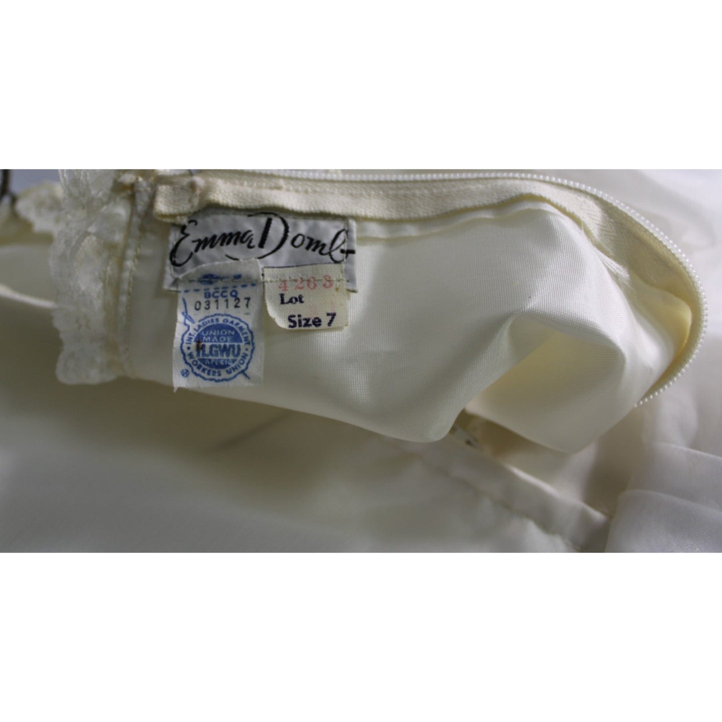 Vtg 70s Emma Domb White Organza Wedding Dress Sheer Balloon Sleeve Back Bow Sz 7