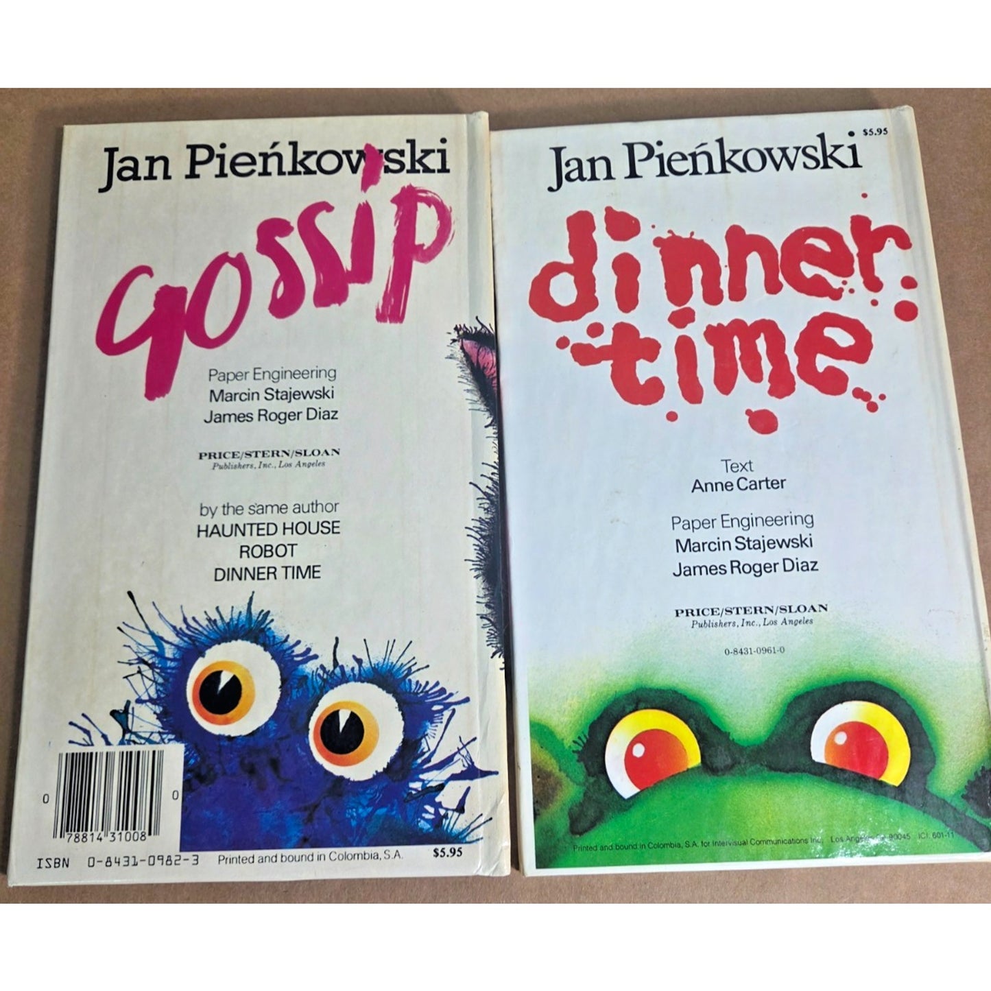 Vintage Jan Pieńkowski Pop-Up Book Set: Gossip (1983) & Dinner Time (1981)