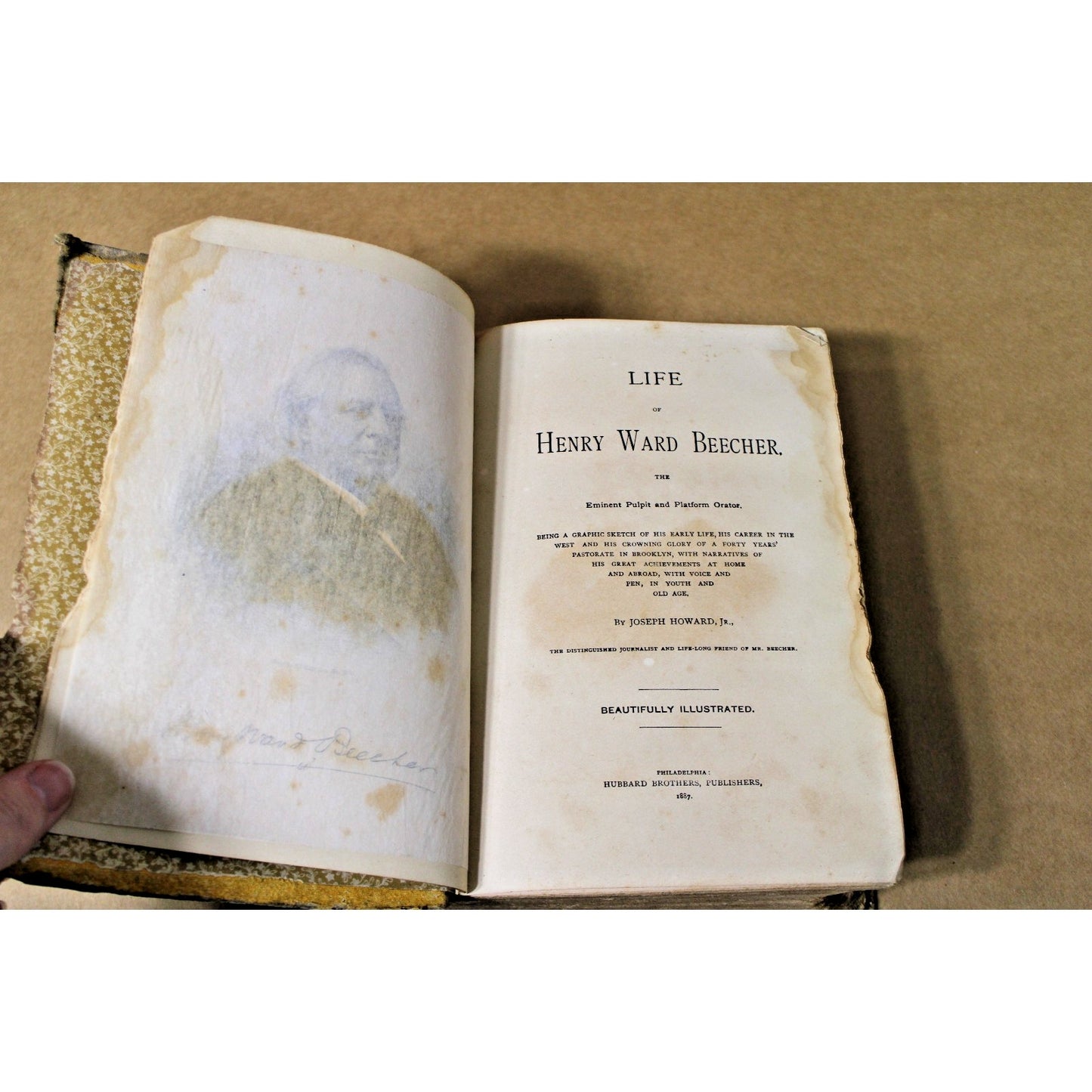 Life of Henry Ward Beecher by Joseph Howard Jr. Illustrated 1887 1st Edition