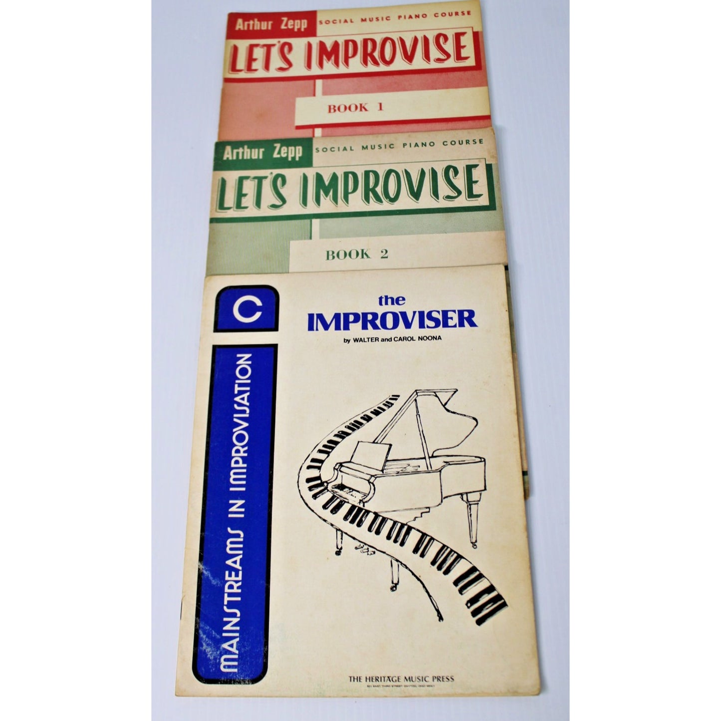 3 Vintage Piano Technique Books- Arthur Zepp "Let's Improvise!" 1 & 2 + Bonus!