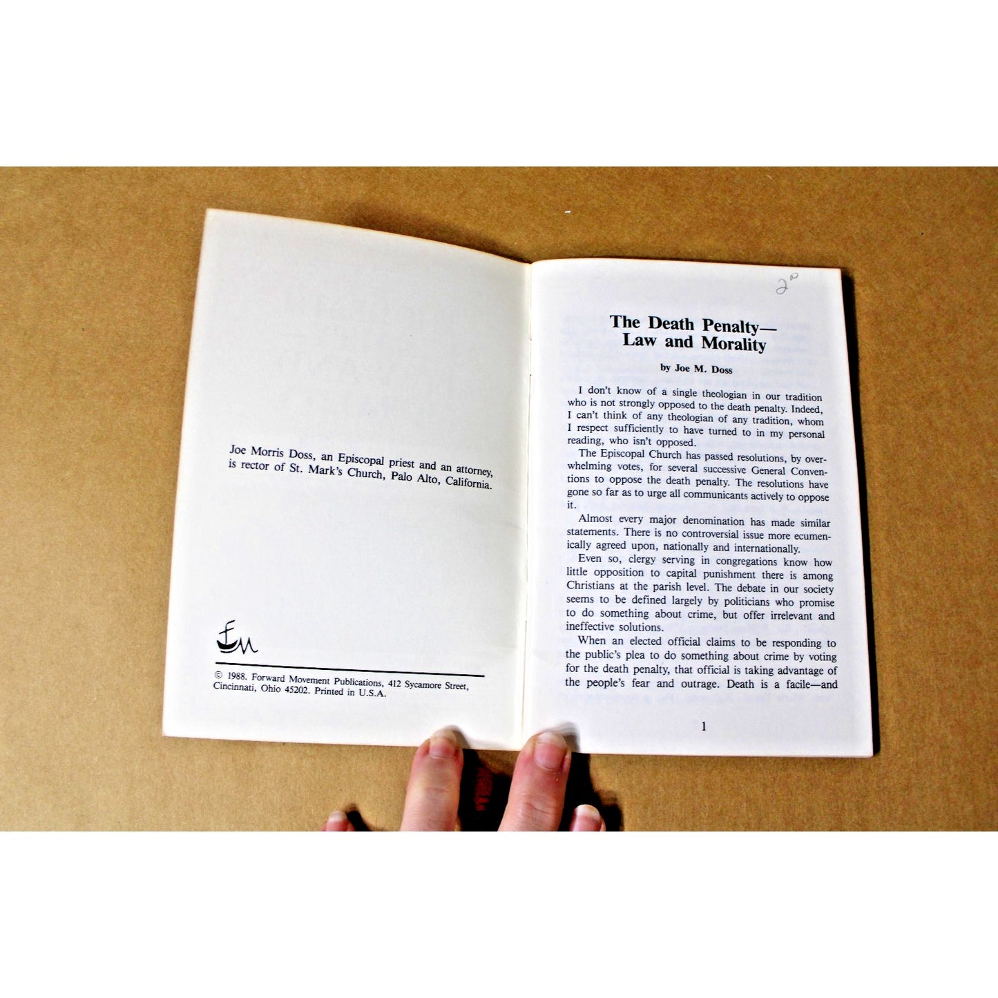 The Death Penalty Law and Morality by Joe Morris Doss Episcopal Palo Alto CA