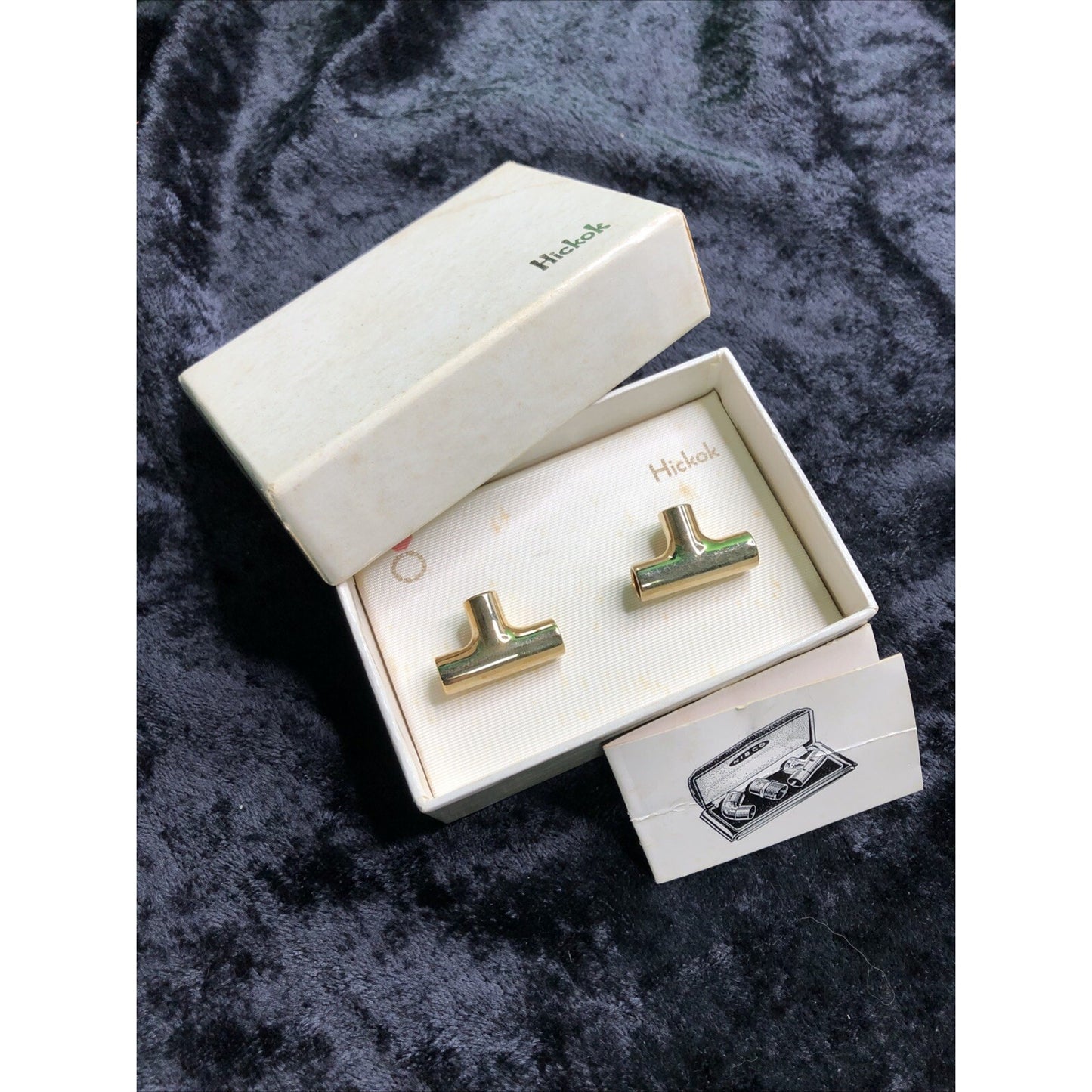 Vintage Hickok Mens Gold Tone Pipe Fitter Cufflinks Cuff Links Gift Box Original