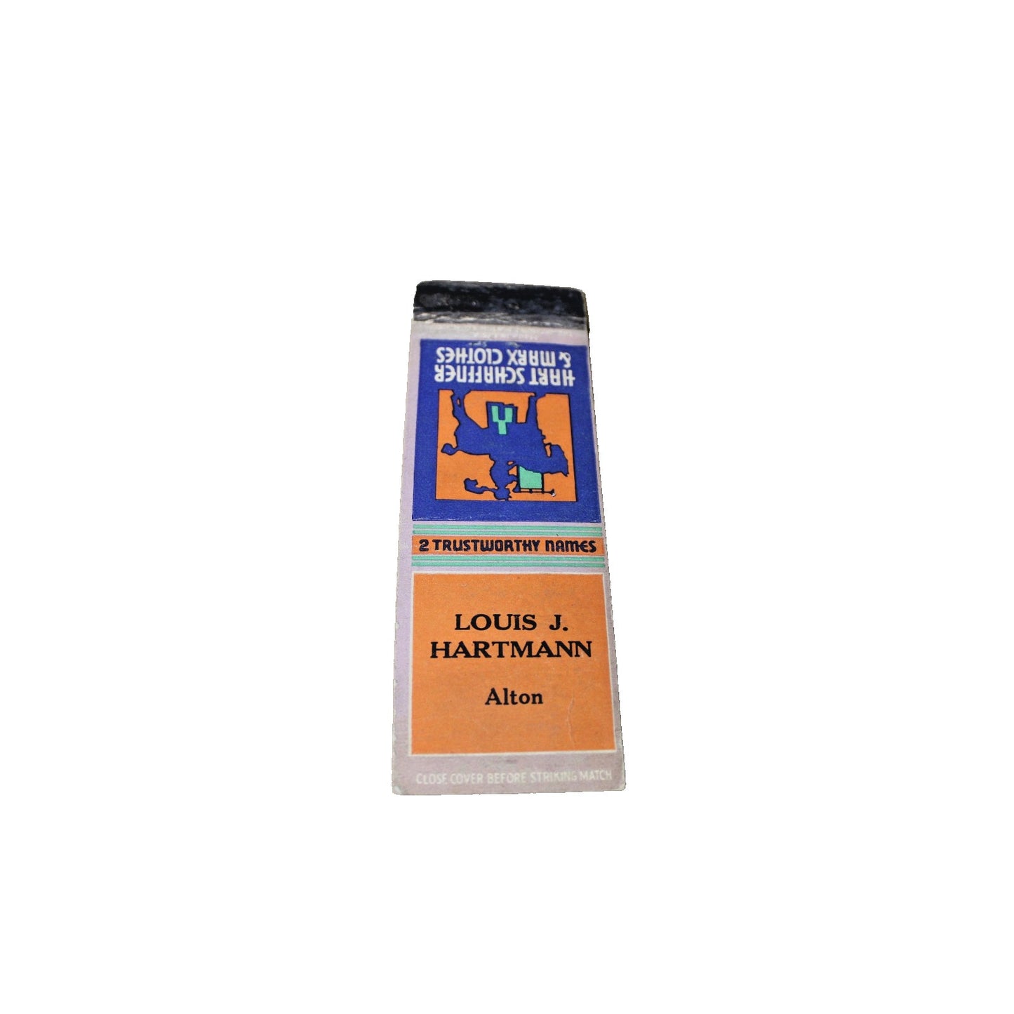 Vintage Mid Century Advertising Matchbook Cover, Hart Schaffner & Marx