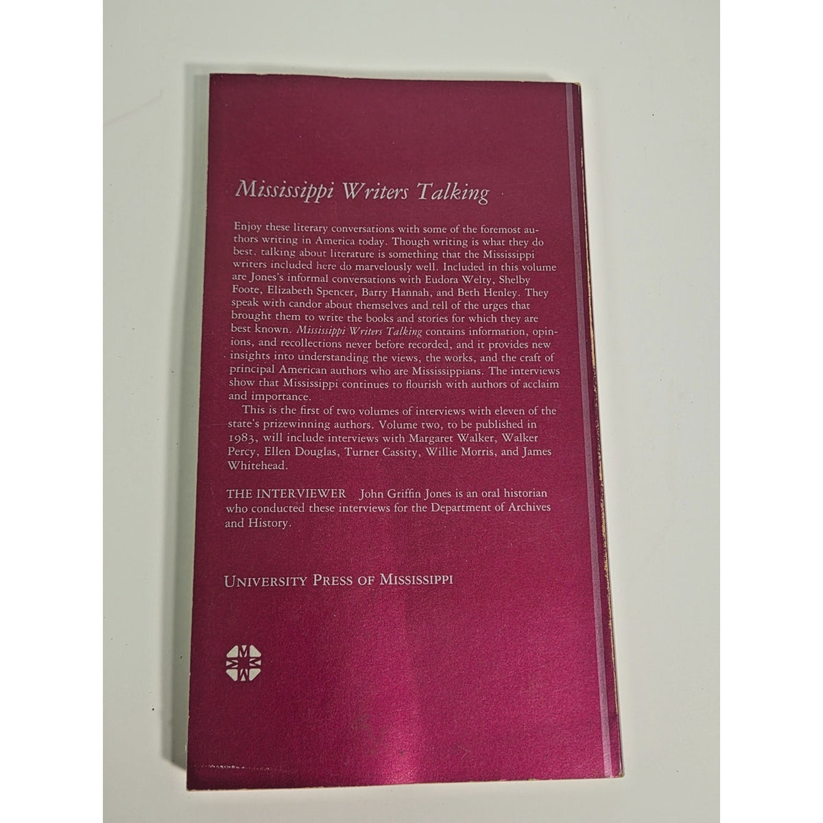 Vintage 1983 Mississippi Writers Talking Interviews Eudora Welty Shelby Foote