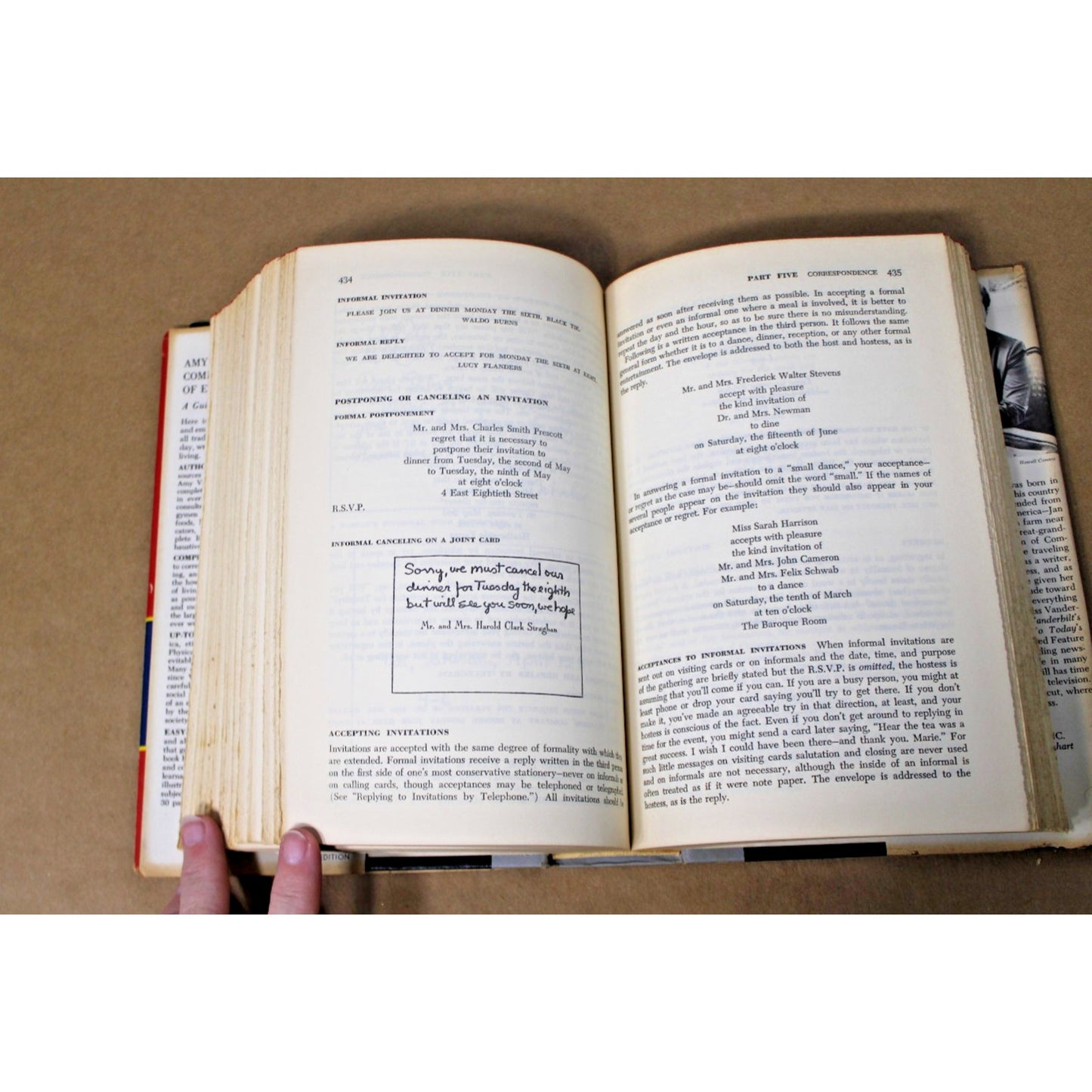 Amy Vanderbilt’s Complete Book of Etiquette 1958 Book Club Ed. HC/DJ w/ Warhol