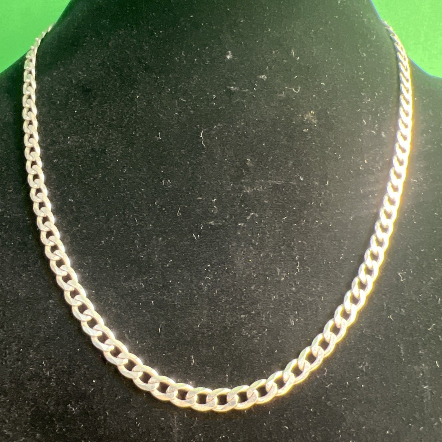 Vintage 20” Sterling Silver Curb Cuban Link Chain Necklace Lobster Claw Clasp