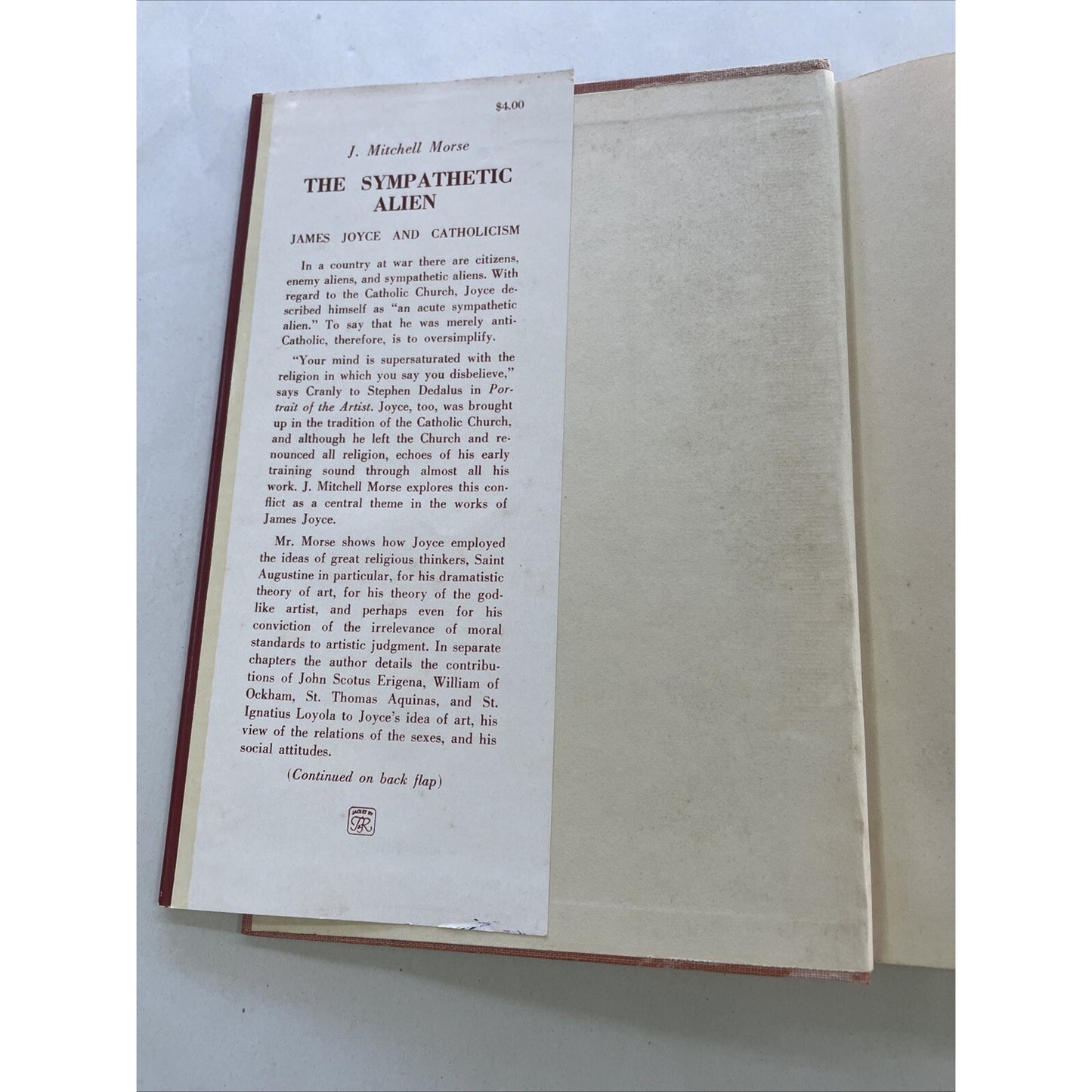 The Sympathetic Alien : James Joyce And Catholicism By J. Mitchell Morse 1959 HB