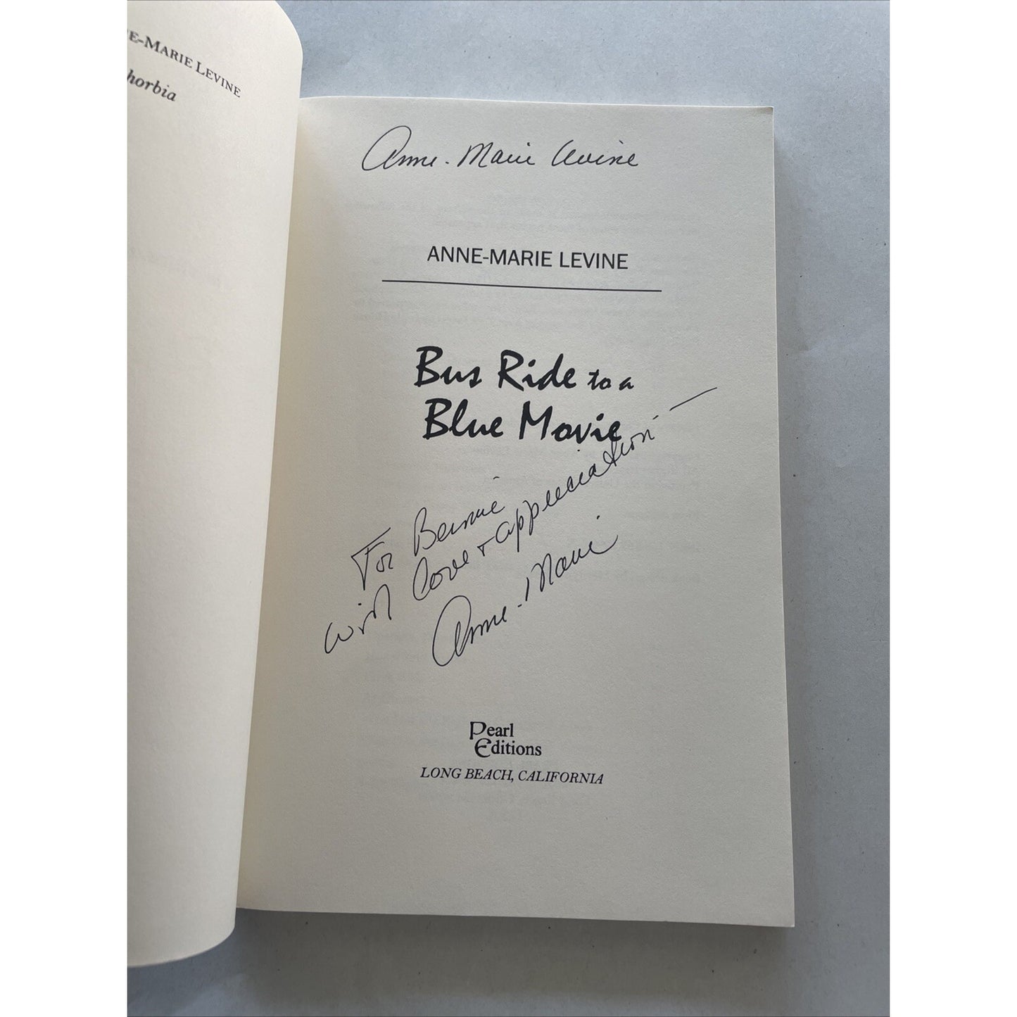 Bus Ride to a Blue Movie POEMS by Anne-Marie Levine 2003 AUTHOR SIGNED Paperback
