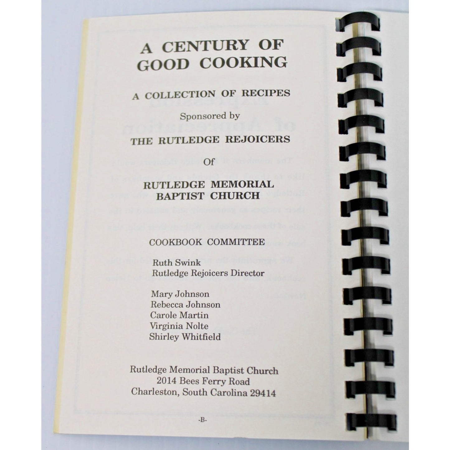A Century of Good Cooking- Rutledge Memorial Baptist Church, Charleston, SC