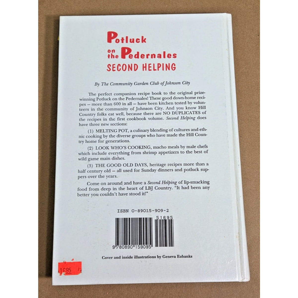 Vintage 1993 Potluck on the Pedernales Second Helping Cookbook Texas 1st Edition