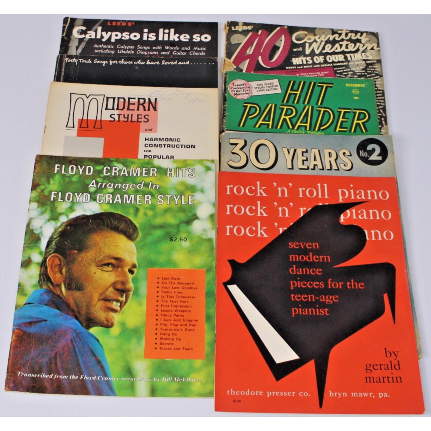 7 Vintage Piano Books + Bonus 1959 Hit Parader- Country, Pop, Jazz Standards