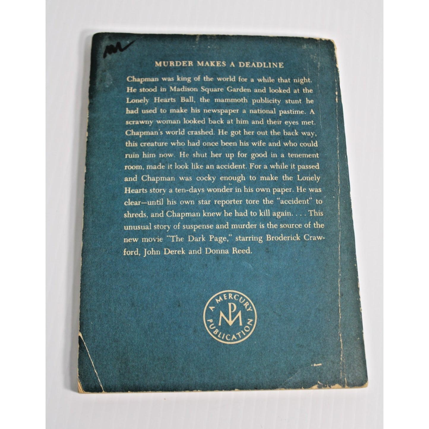 RARE Vintage 1951 Murder Makes a Deadline Samuel Fuller The Dark Page Mystery