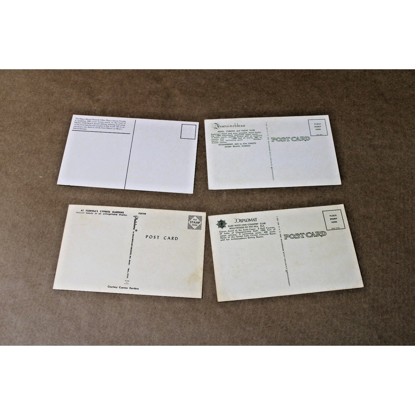 4 Vintage Mid-Century Florida Travel Postcards, Miami, Hollywood- Lot 4