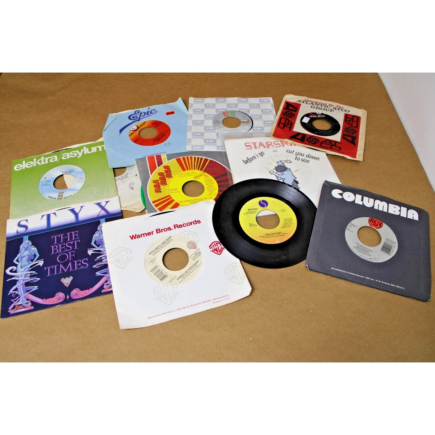 Lot of 11 1980s Pop/ Rock 7-inch 45s/ Records, Madonna, Styx, Starship